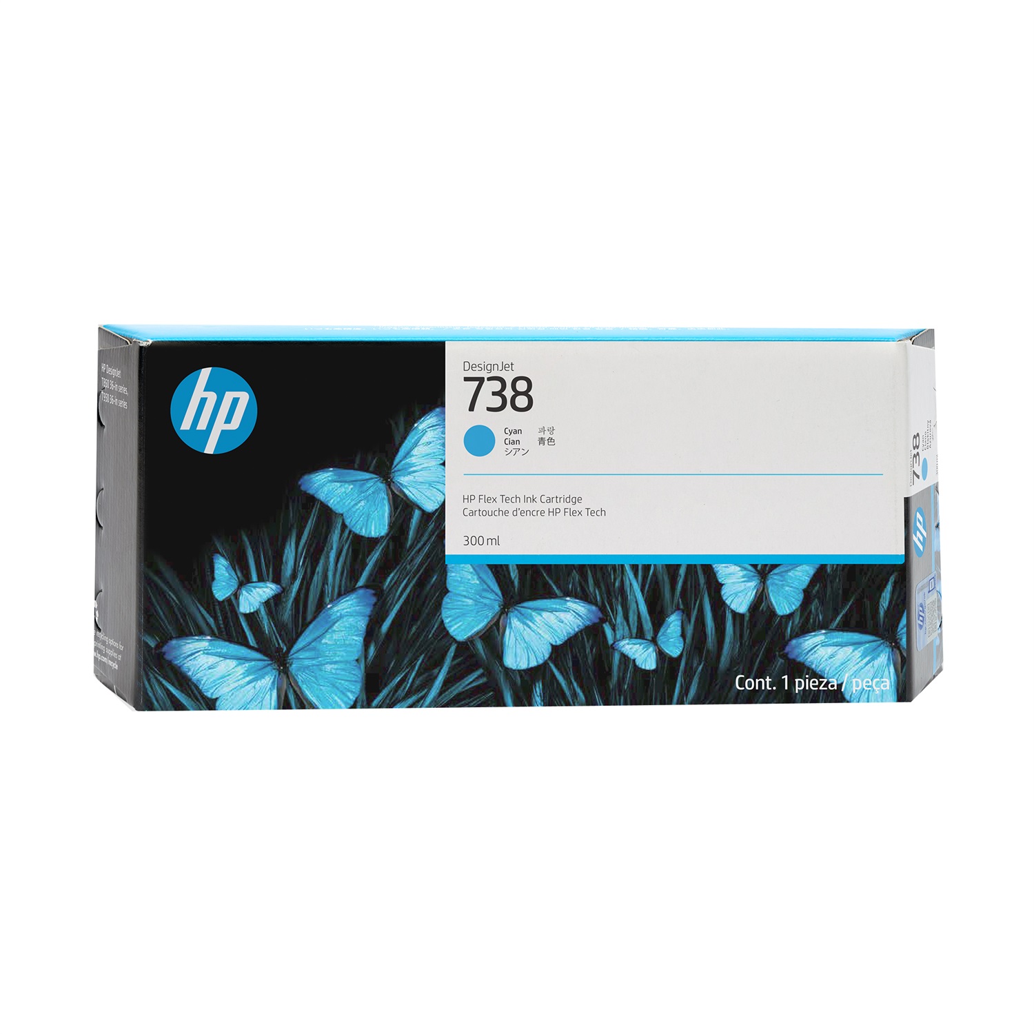 HP 738 Cartuccia d'inchiostro Ciano 300 ml Originale Resa Elevata (XL) - Compatibile con DesignJet T850 e T950