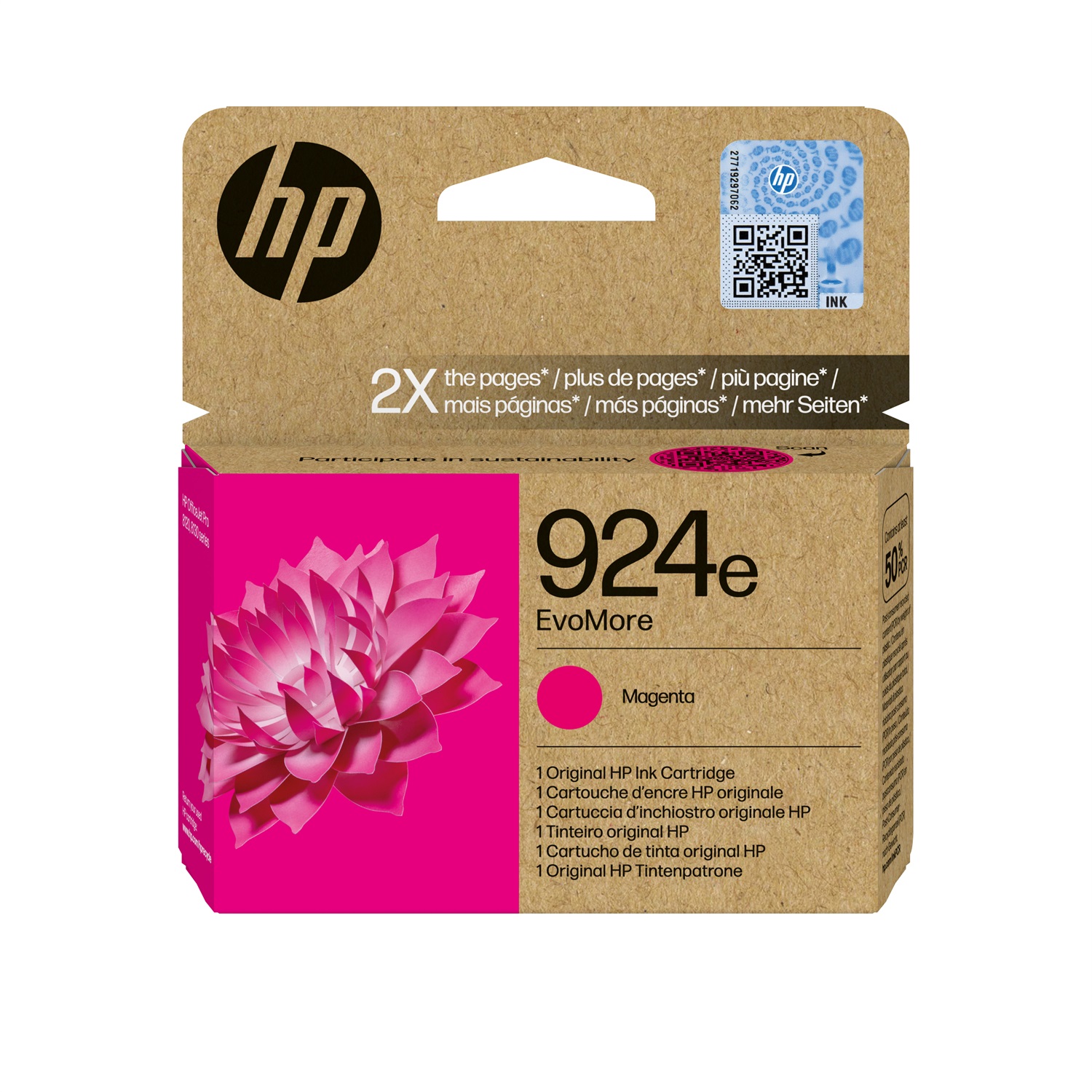 HP Cartuccia di inchiostro Magenta Originale 924e EvoMore - 800 Pagine, Confezione Singola, Sostenibile