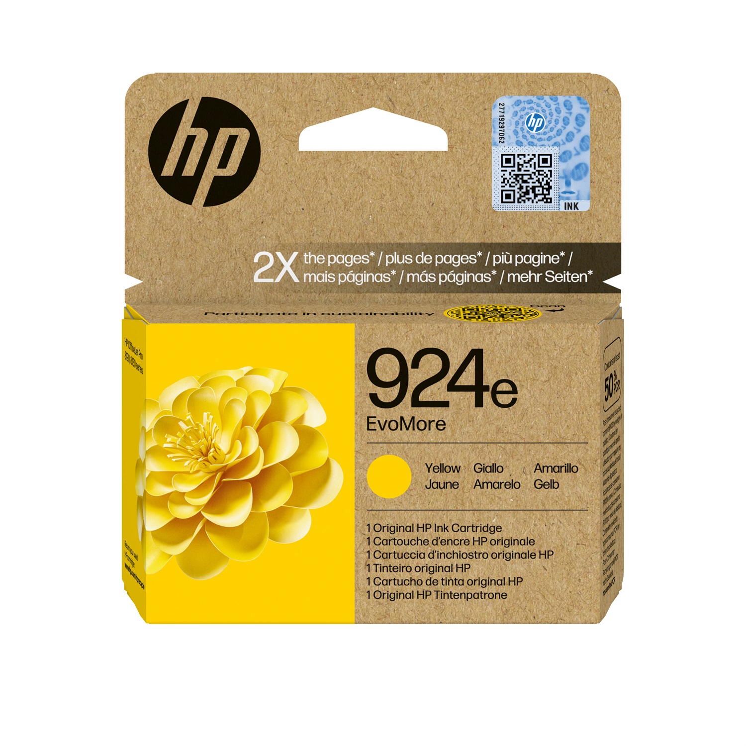 HP Cartuccia di inchiostro giallo originale 924E EvoMore - 800 pagine, Confezione singola, Sostenibile
