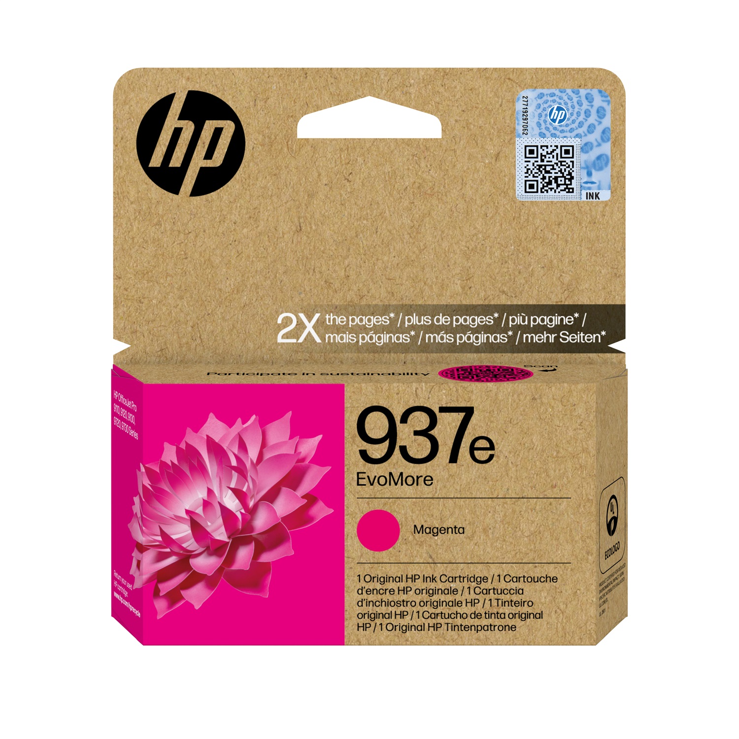 HP Cartuccia di inchiostro Magenta Originale 937e EvoMore - Resa Elevata (XL), 1650 Pagine, Confezione Singola