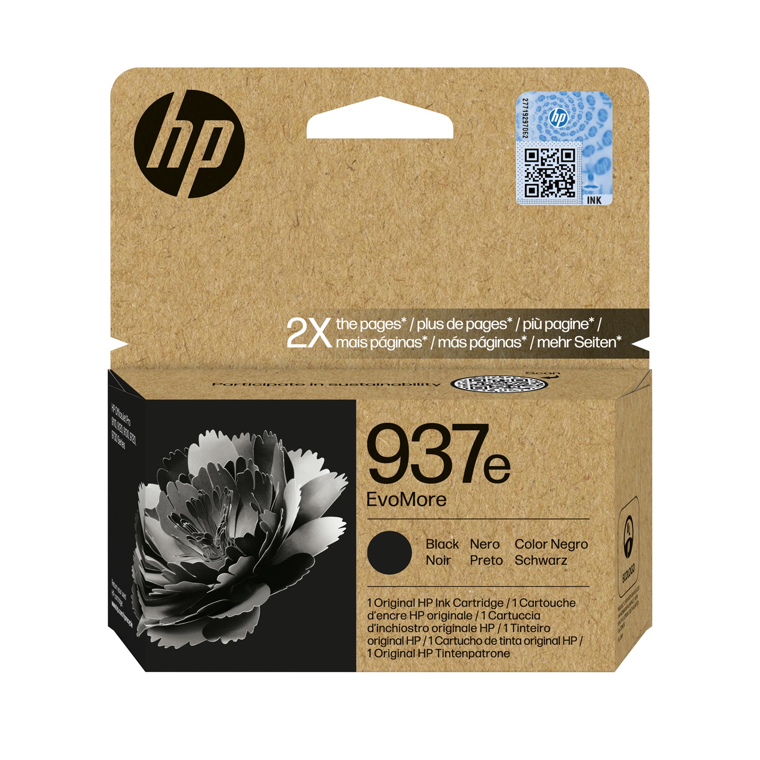 HP Cartuccia di inchiostro nero originale 937e EvoMore - Resa 2500 pagine, Sostenibile, Confezione singola