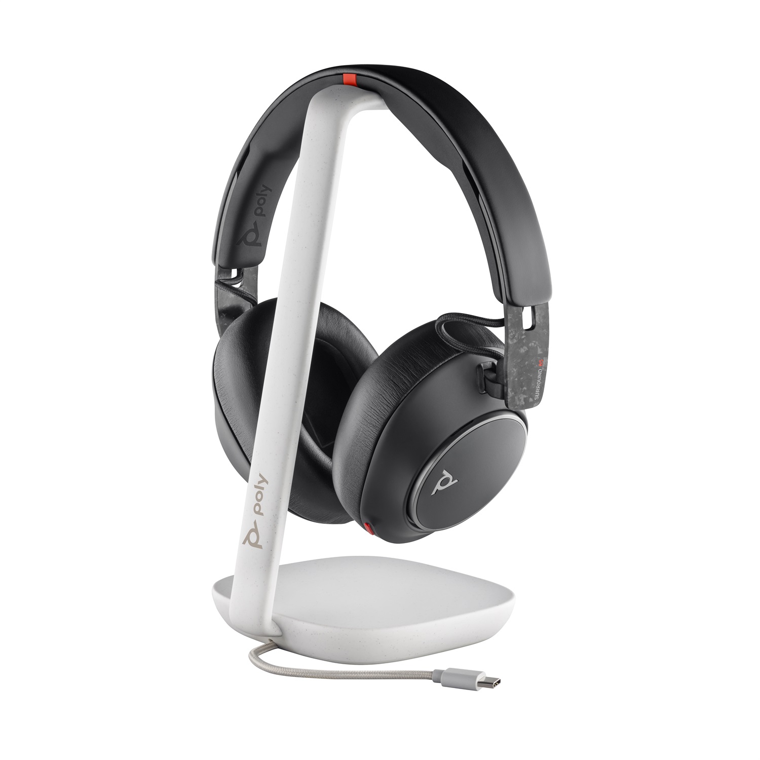 POLY Cuffie Voyager Surround 85 UC USB-C - Auricolare Wireless con Adattatore USB-C/A e Supporto per Ricarica, 30 m di Range, 275 g