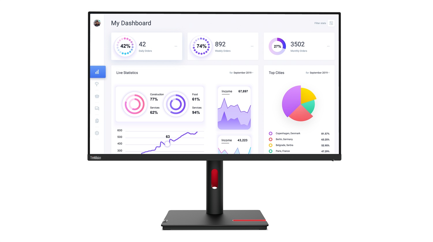 Lenovo ThinkVision T32p-30 Monitor LED 31.5'' (80 cm) 3840 x 2160 Pixel 4K Ultra HD, 16:9, Angolo di Visualizzazione 178°, Tempo di Risposta 4 ms, Nero