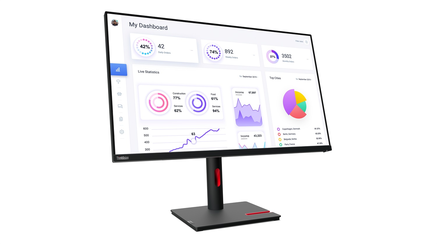 Lenovo ThinkVision T32p-30 Monitor LED 31.5'' (80 cm) 3840 x 2160 Pixel 4K Ultra HD, 16:9, Angolo di Visualizzazione 178°, Tempo di Risposta 4 ms, Nero