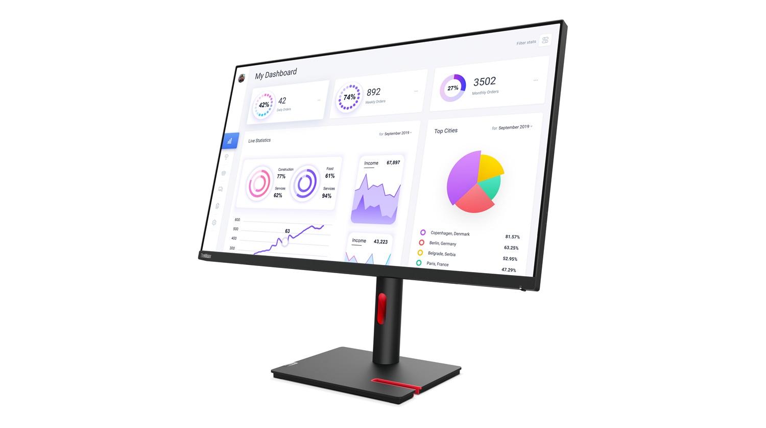 Lenovo ThinkVision T32p-30 Monitor LED 31.5'' (80 cm) 3840 x 2160 Pixel 4K Ultra HD, 16:9, Angolo di Visualizzazione 178°, Tempo di Risposta 4 ms, Nero