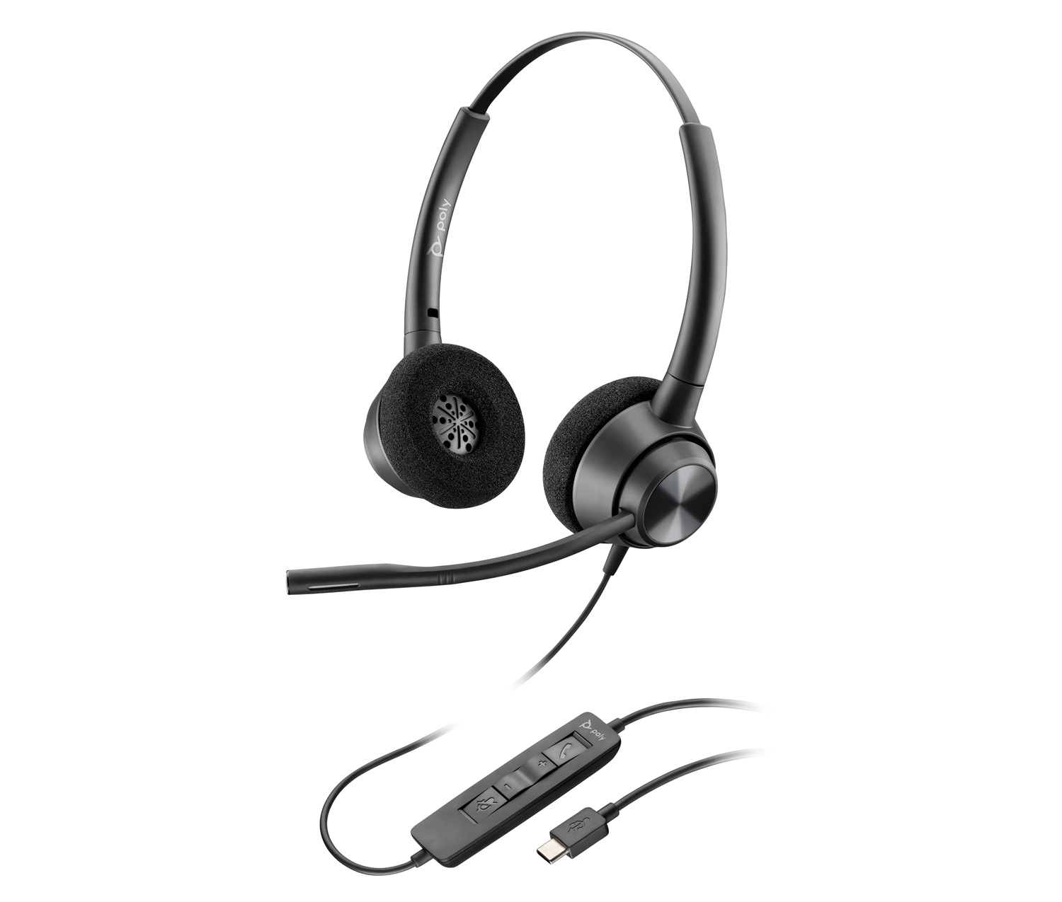HP POLY Cuffie EncorePro 320 Stereo USB-C TAA - Auricolare Cablato per Musica e Chiamate, 70 g, Nero