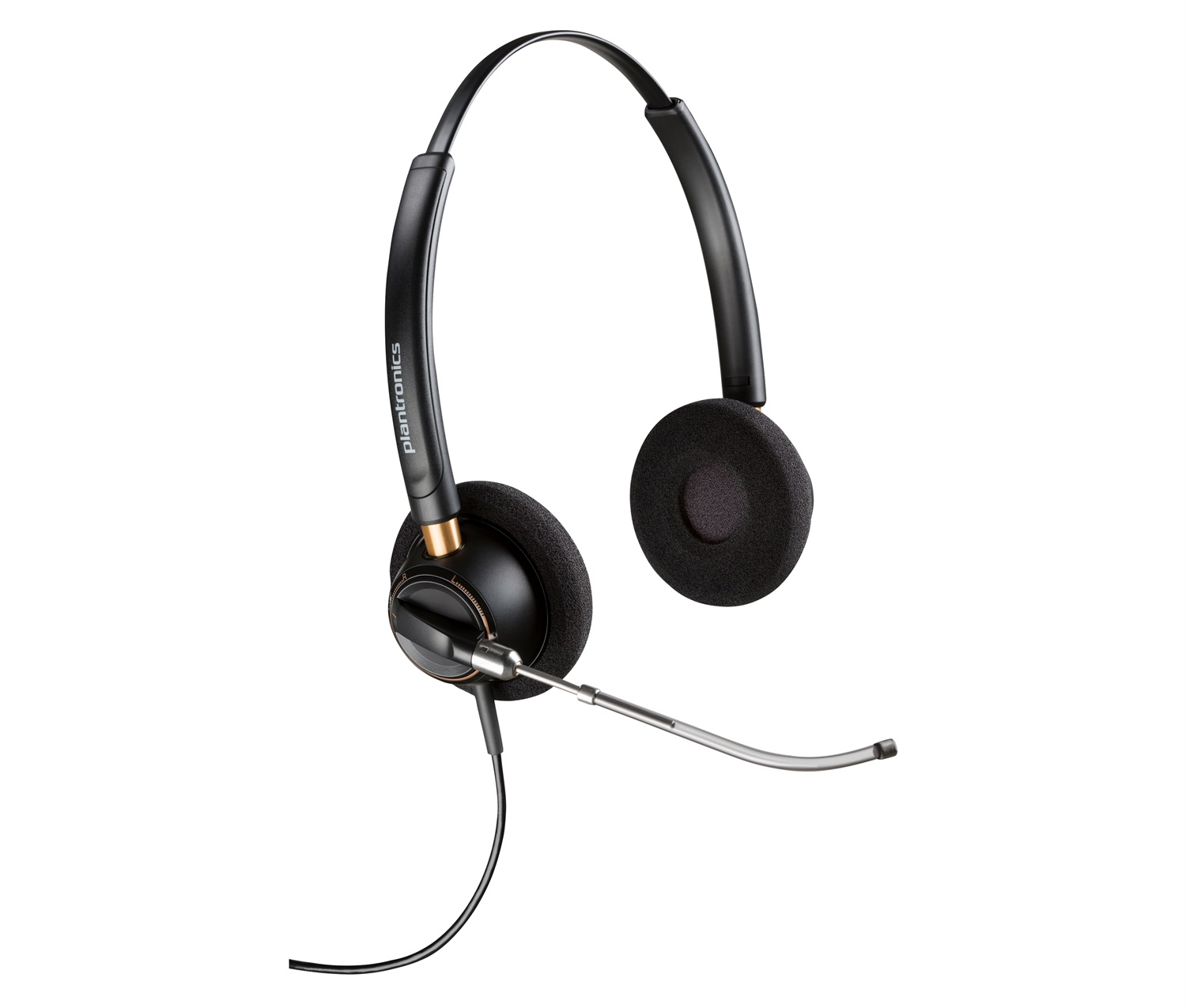 POLY Cuffie EncorePro 520V Binaurali Cablato con VoiceTube e Quick Disconnect, Riduzione Attiva del Rumore, Certificato Skype for Business, Nero