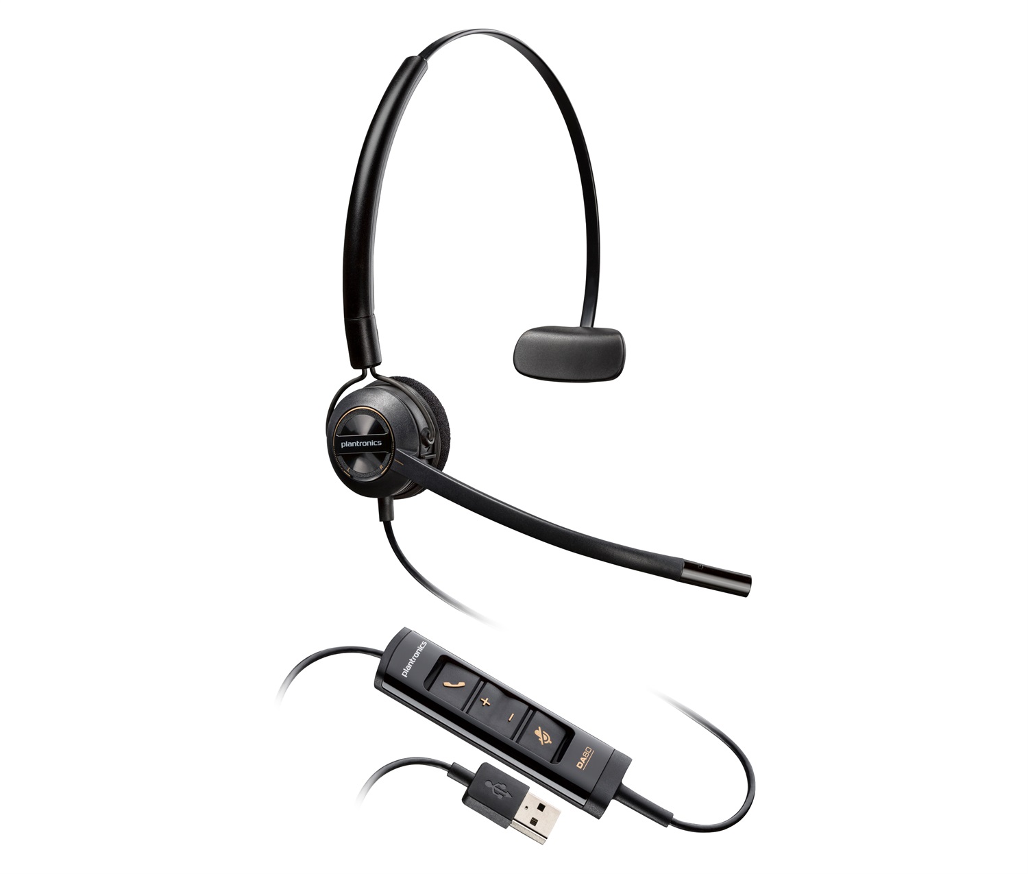 POLY Cuffie Convertibili USB-A EncorePro 545 - Auricolare Cablato per Musica e Chiamate, 2,18 m, 32 g, Nero