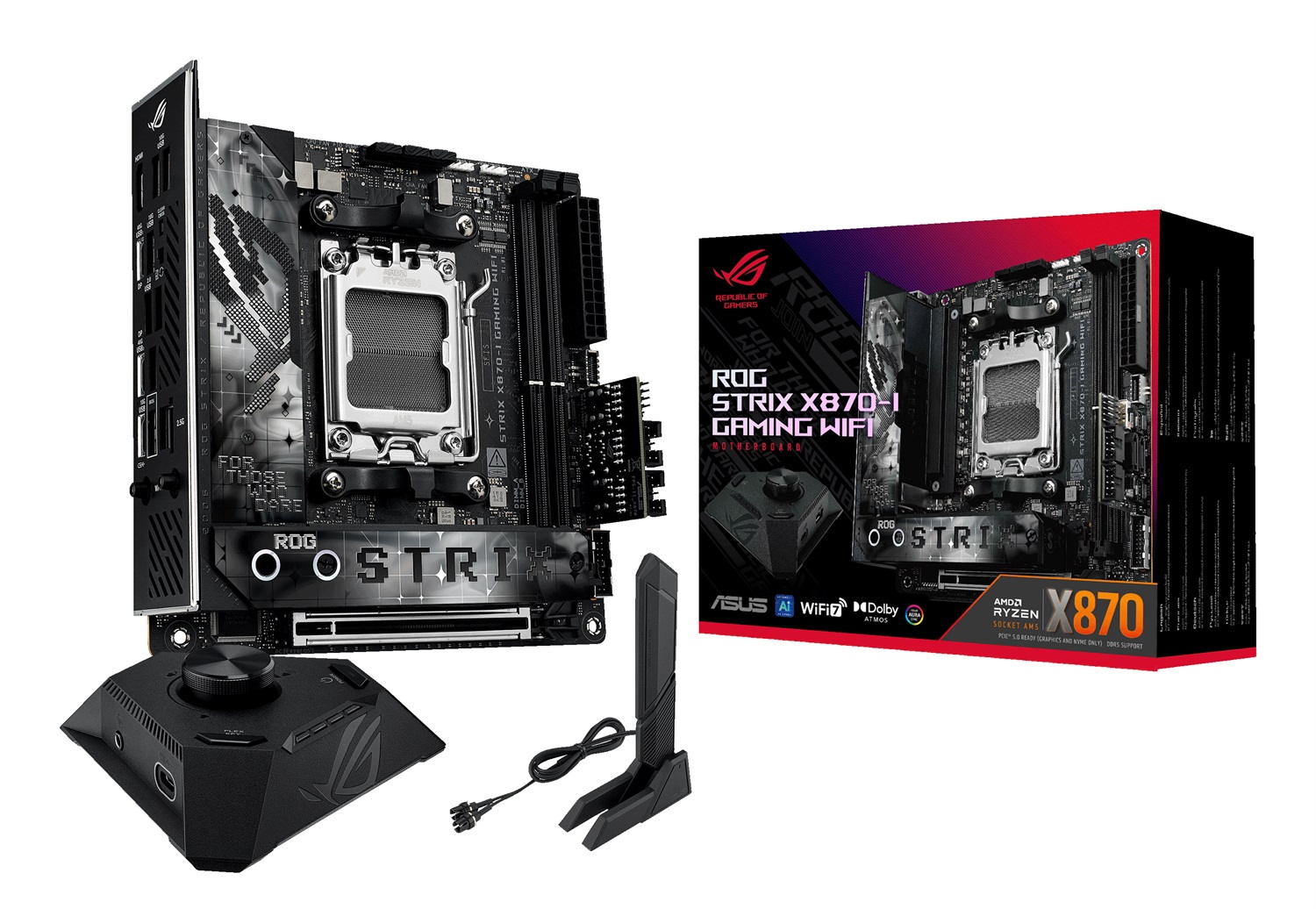 ASUS ROG STRIX X870-I GAMING WIFI - Scheda Madre Mini-ITX Socket AM5, Chipset X870, Supporto DDR5, PCIe 5.0, Due Porte USB4