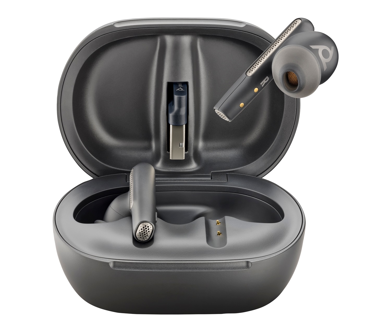 HP Poly Auricolari nerofumo Poly Voyager Free 60+ UC + Adattatore BT700 USB-A + Custodia di ricarica touchscreen