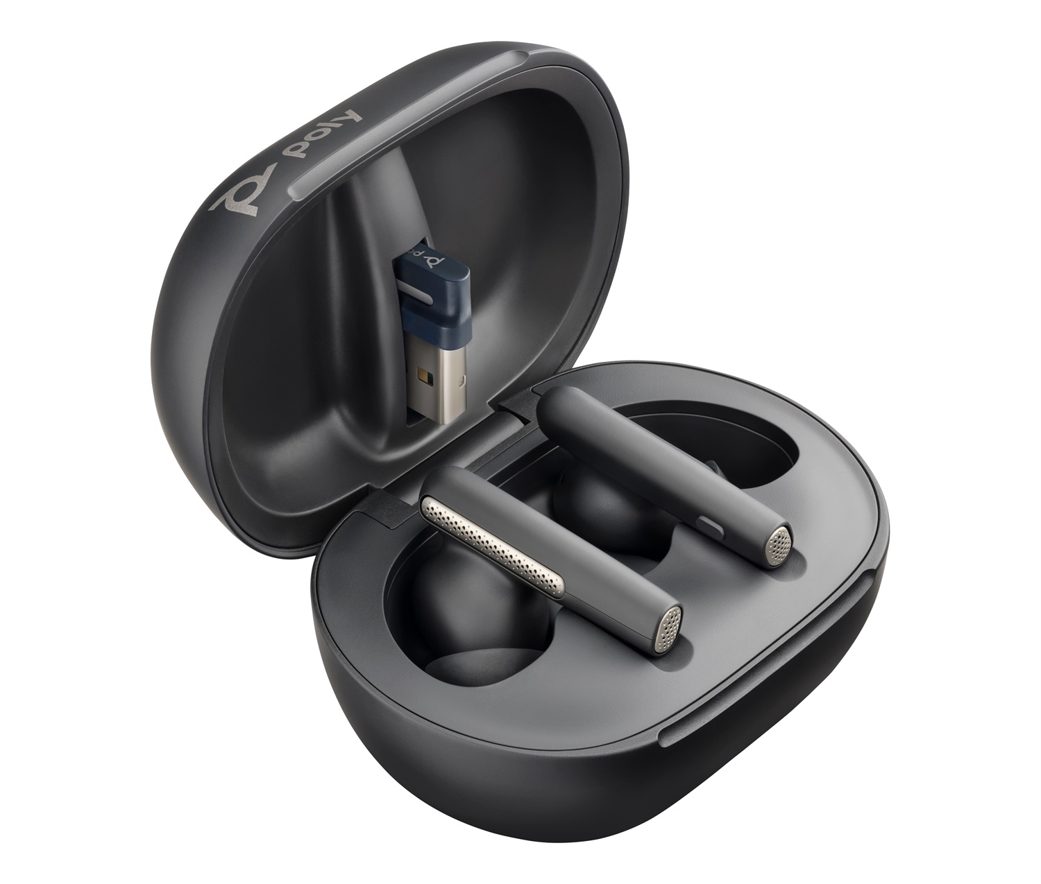 POLY Voyager Free 60 UC Auricolari Wireless Bluetooth Nero con Adattatore BT700 USB-A e Custodia per Ricarica Touchscreen