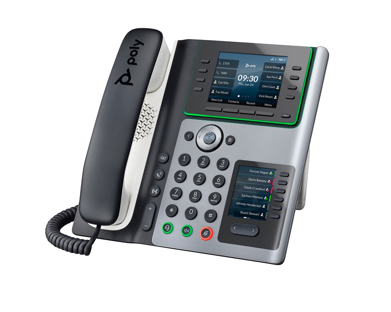 POLY Edge E450 - Telefono IP VoIP con Wi-Fi, Bluetooth, 8 linee, Display IPS 3.5