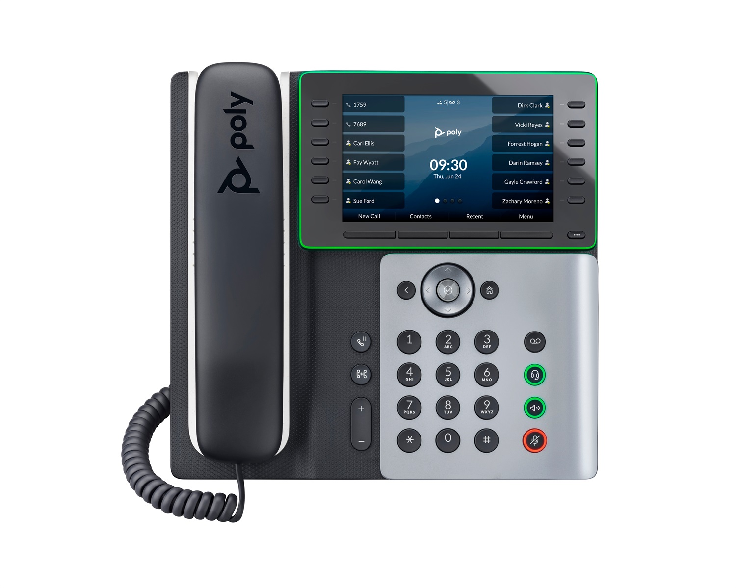 POLY Telefono IP Edge E550 - Telefono VoIP abilitato per PoE con display a colori da 5 pollici, fino a 48 linee e funzionalità di conferenza
