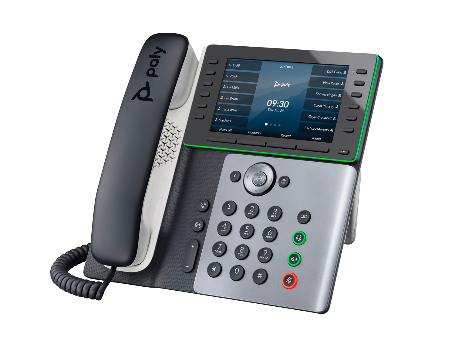 POLY Telefono IP Edge E550 - Telefono VoIP abilitato per PoE con display a colori da 5 pollici, fino a 48 linee e funzionalità di conferenza