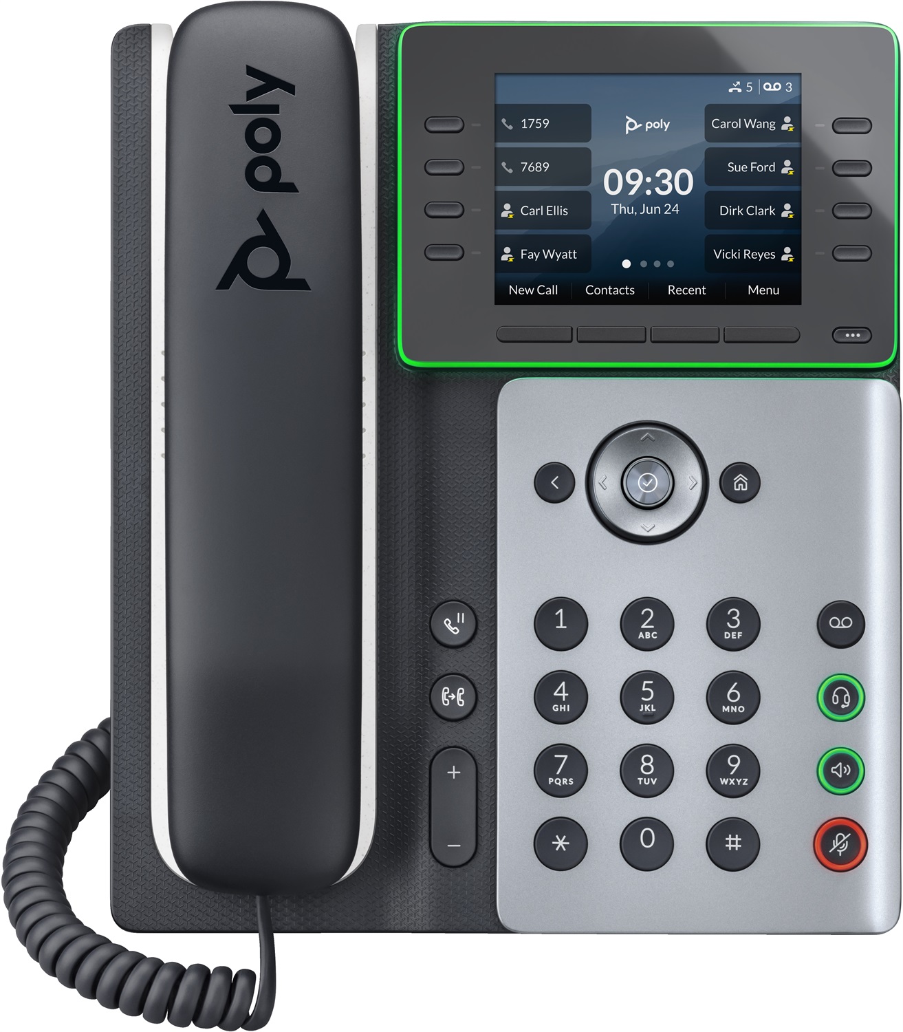 POLY Telefono IP Edge E300 Nero - 8 Linee, Display IPS 3.5