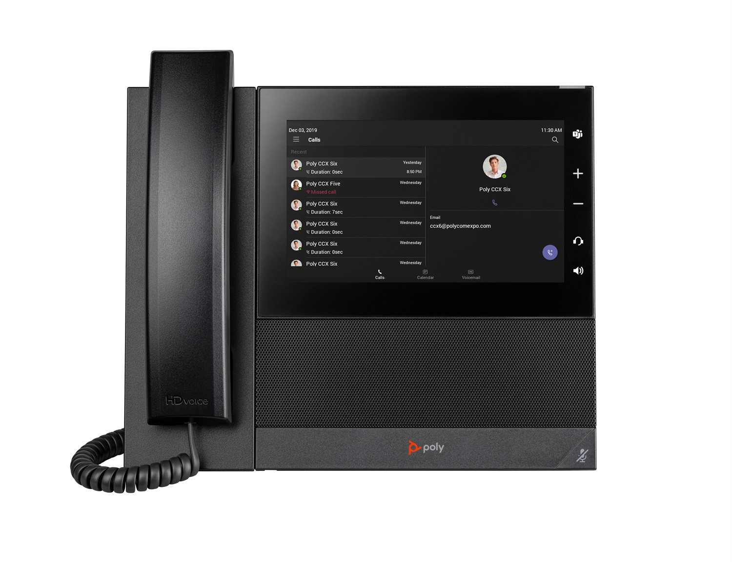 POLY CCX 600 Telefono IP Multimediale Aziendale per Microsoft Teams, Abilitato PoE, Nero, Cornetta Cablata, Display Touchscreen LCD 7