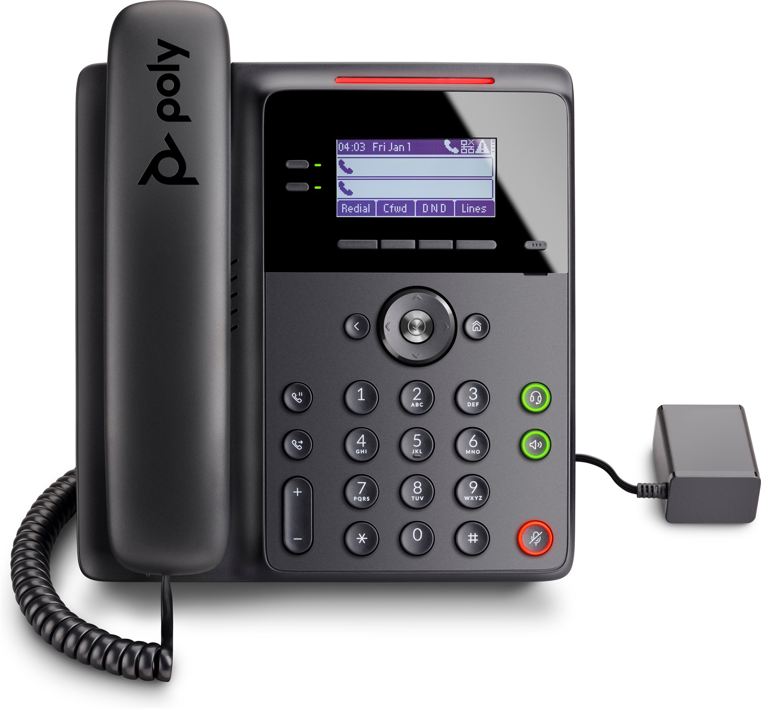 POLY Telefono IP Edge B10 - Nero, 2 linee, LCD, Cornetta cablata, Installazione Scrivania/Parete