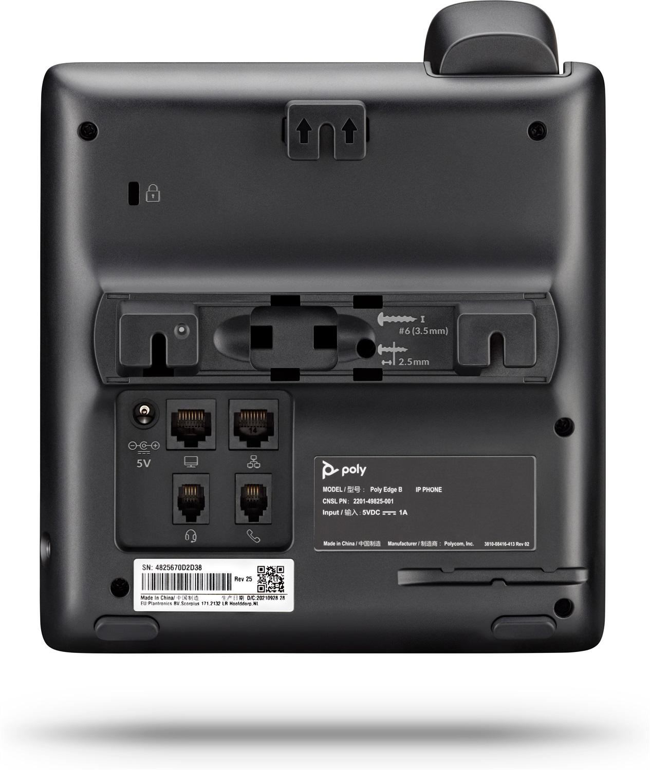 POLY Telefono IP Edge B10 - Nero, 2 linee, LCD, Cornetta cablata, Installazione Scrivania/Parete