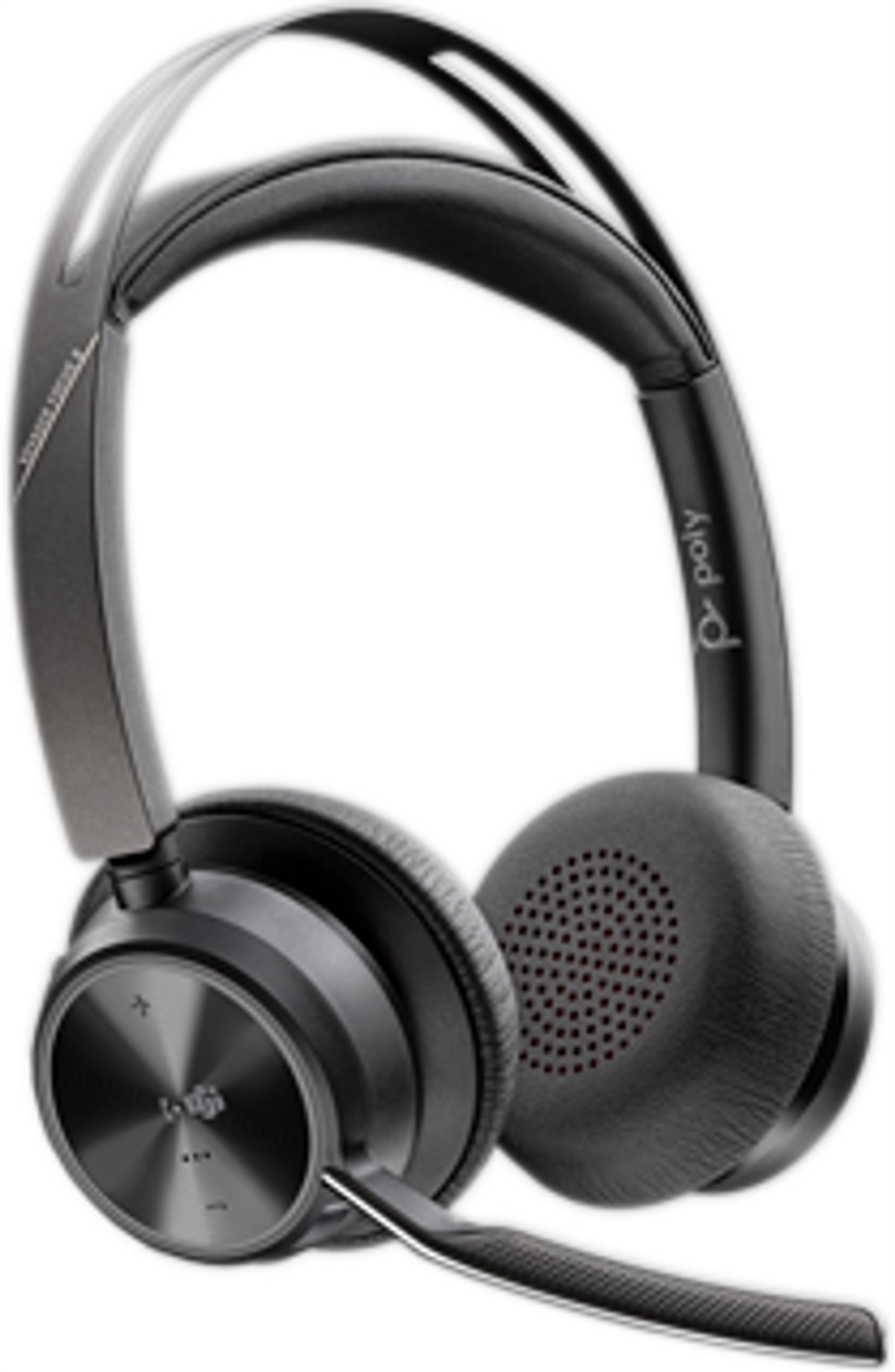 Poly Voyager Focus 2 - Cuffie con Microfono Microsoft Teams Certified USB-C-C Adattatore USB-C/A Base di Ricarica - Soppressione Attiva del Rumore