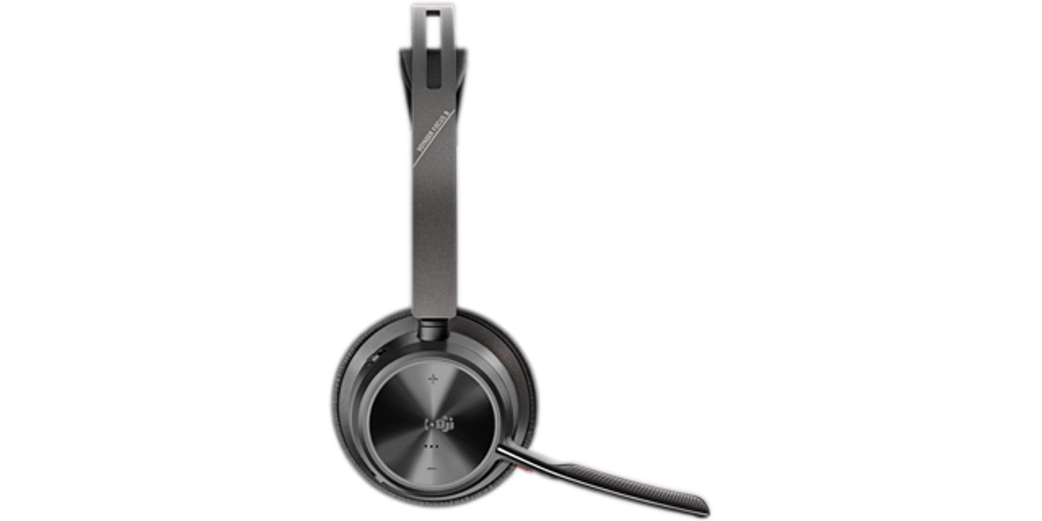 Poly Voyager Focus 2 - Cuffie con Microfono Microsoft Teams Certified USB-C-C Adattatore USB-C/A Base di Ricarica - Soppressione Attiva del Rumore