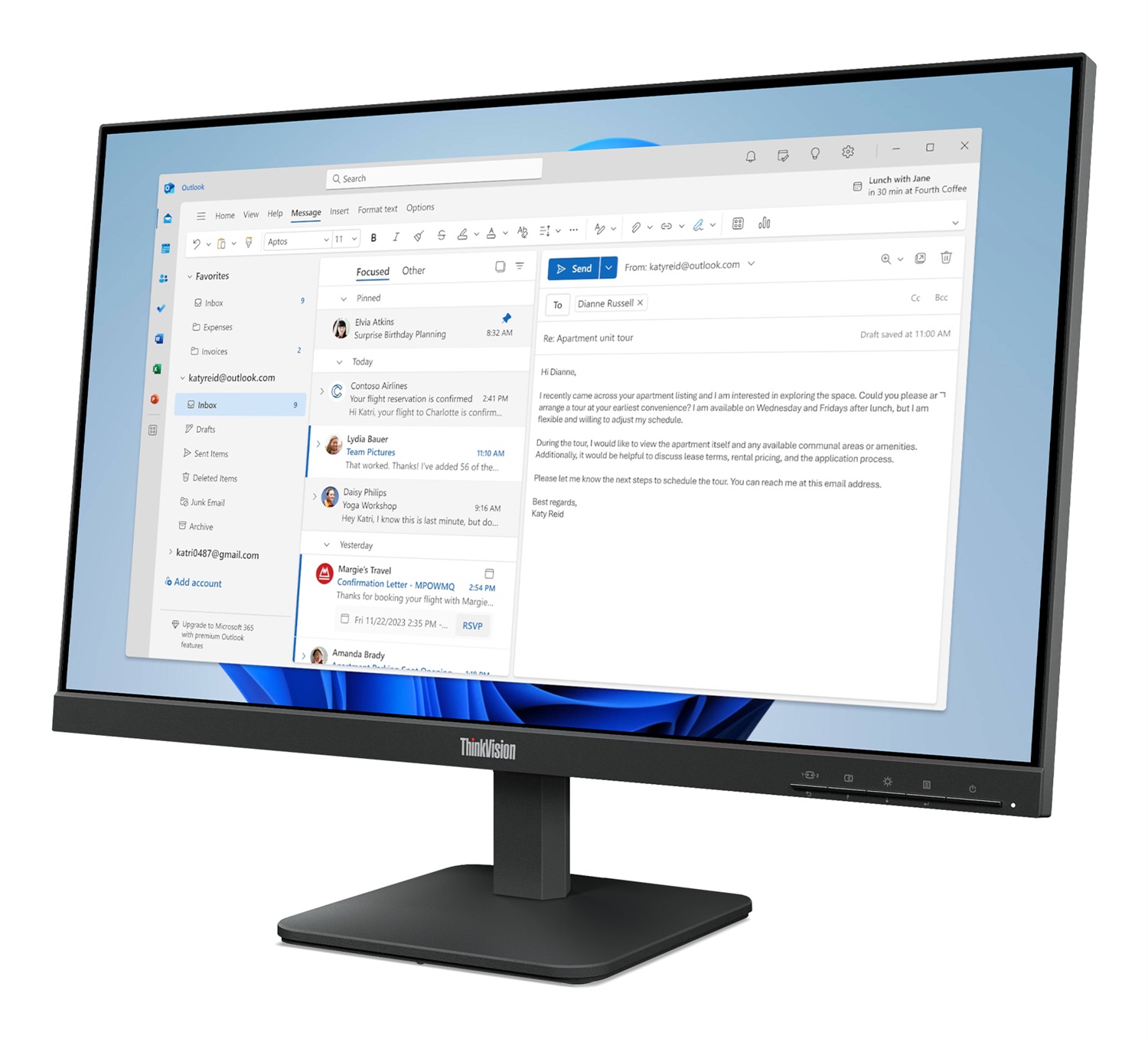 Lenovo ThinkVision S24-4E Monitor 23.8'' IPS Full HD 1920x1080 100Hz, 4ms, HDMI e VGA, Nero