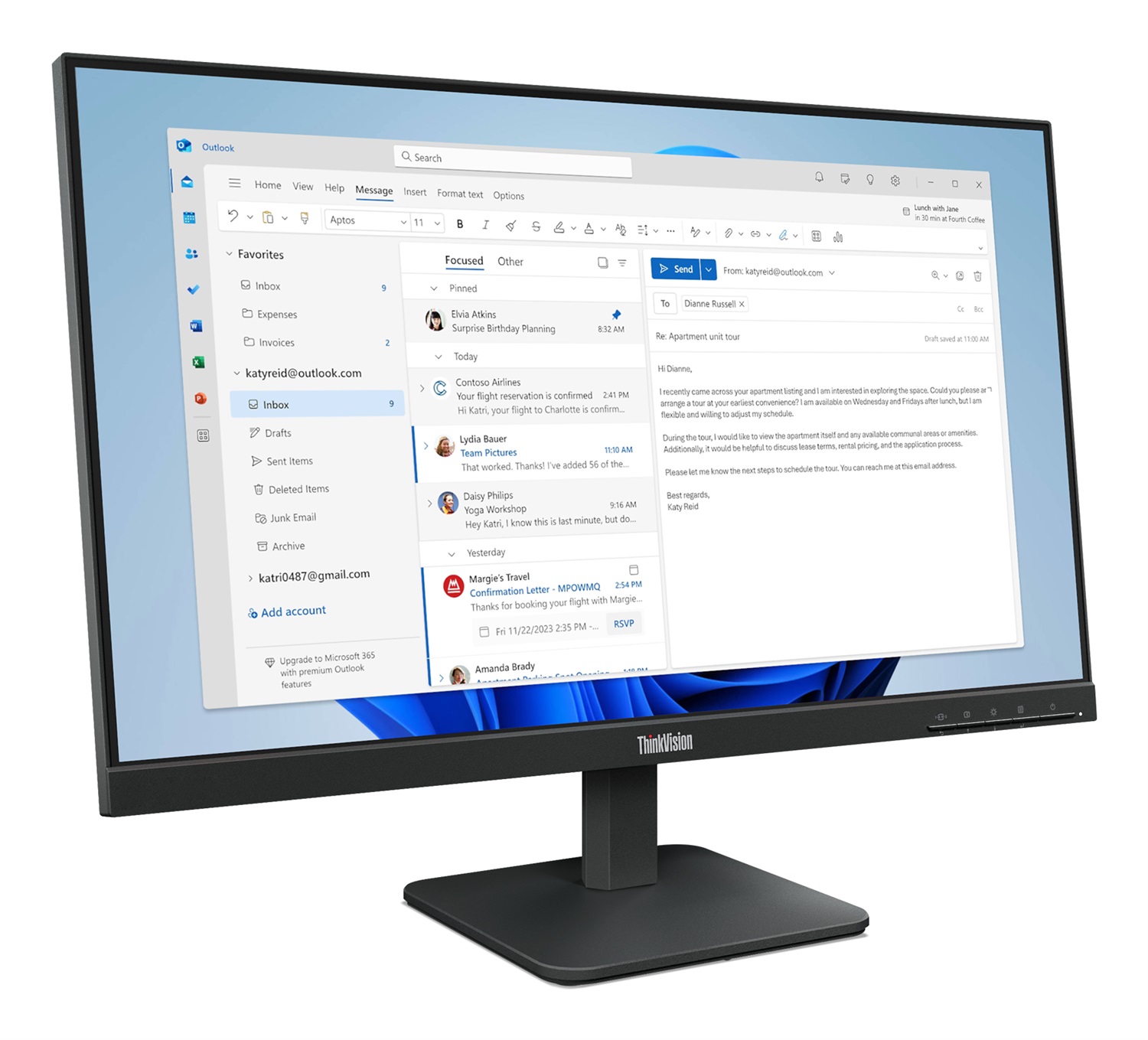 Lenovo ThinkVision S24-4E Monitor 23.8'' IPS Full HD 1920x1080 100Hz, 4ms, HDMI e VGA, Nero