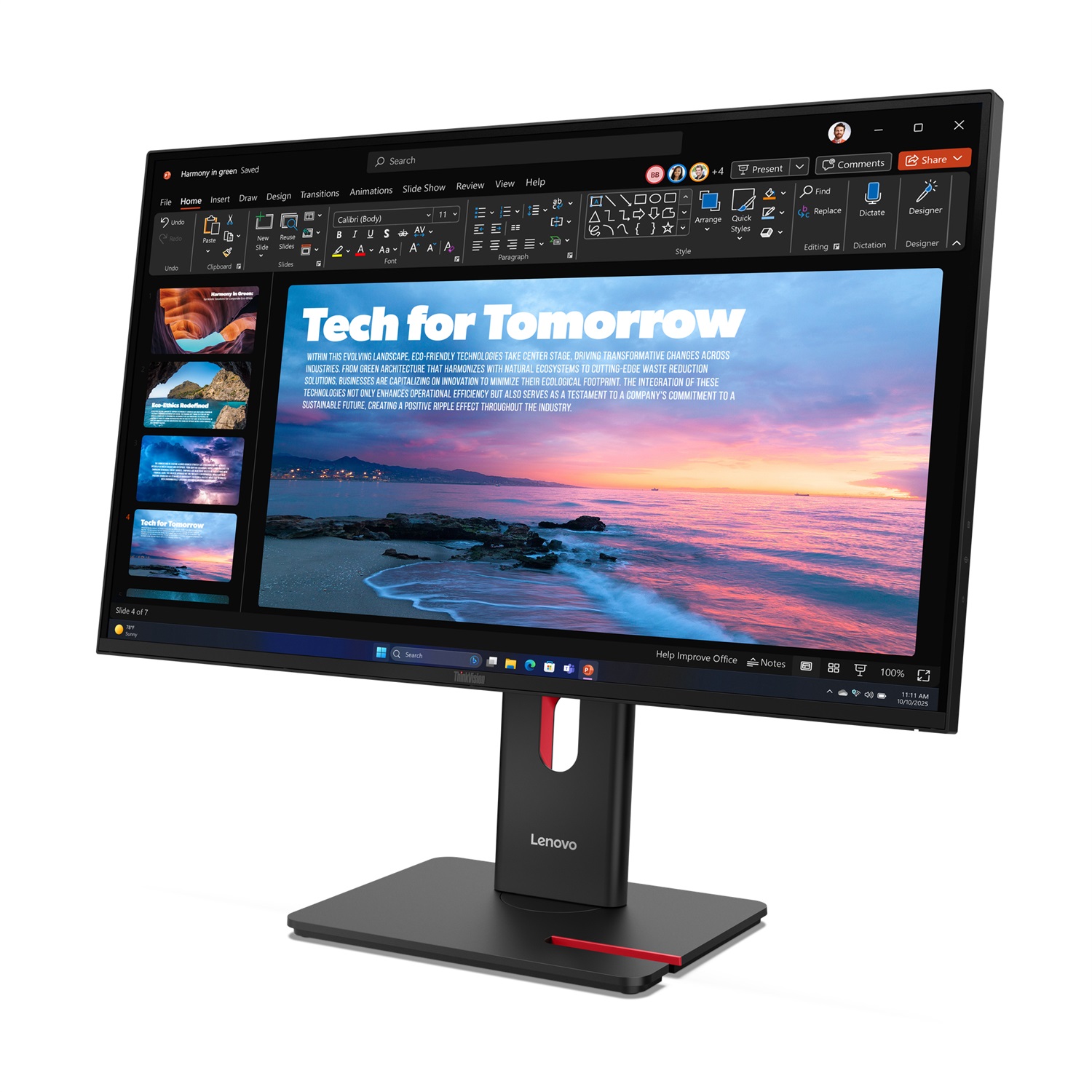 Lenovo ThinkVision T27QD-40 Monitor 27'' QHD IPS con Dock USB-C e Webcam Integrata