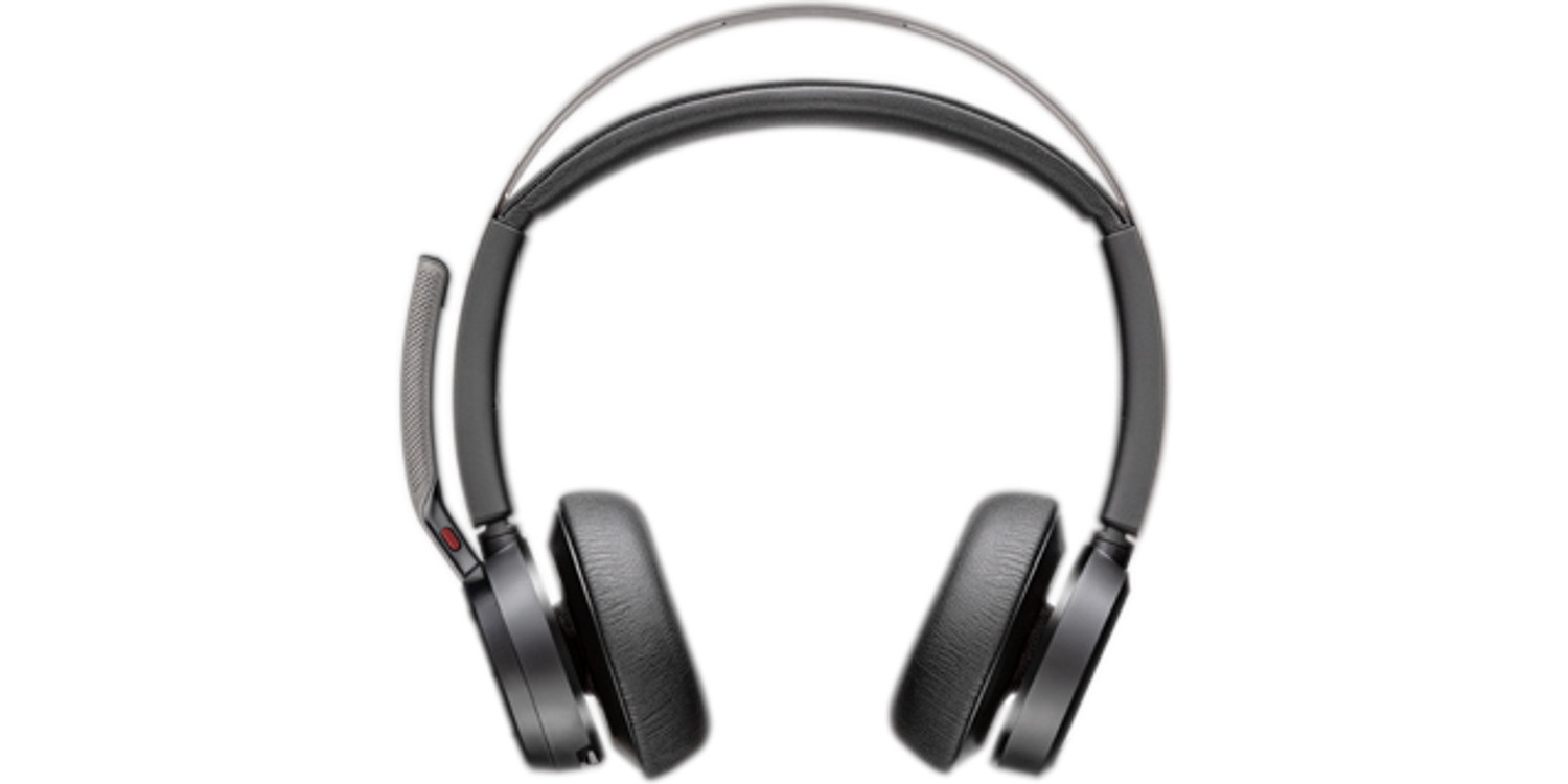 Poly Voyager Focus 2-M Cuffia Bluetooth Wireless con Microfono, Cancellazione Attiva del Rumore, Tecnologia Acoustic Fence, Adattatore USB-C/A e Supporto di Ricarica - Certificata per Microsoft Teams