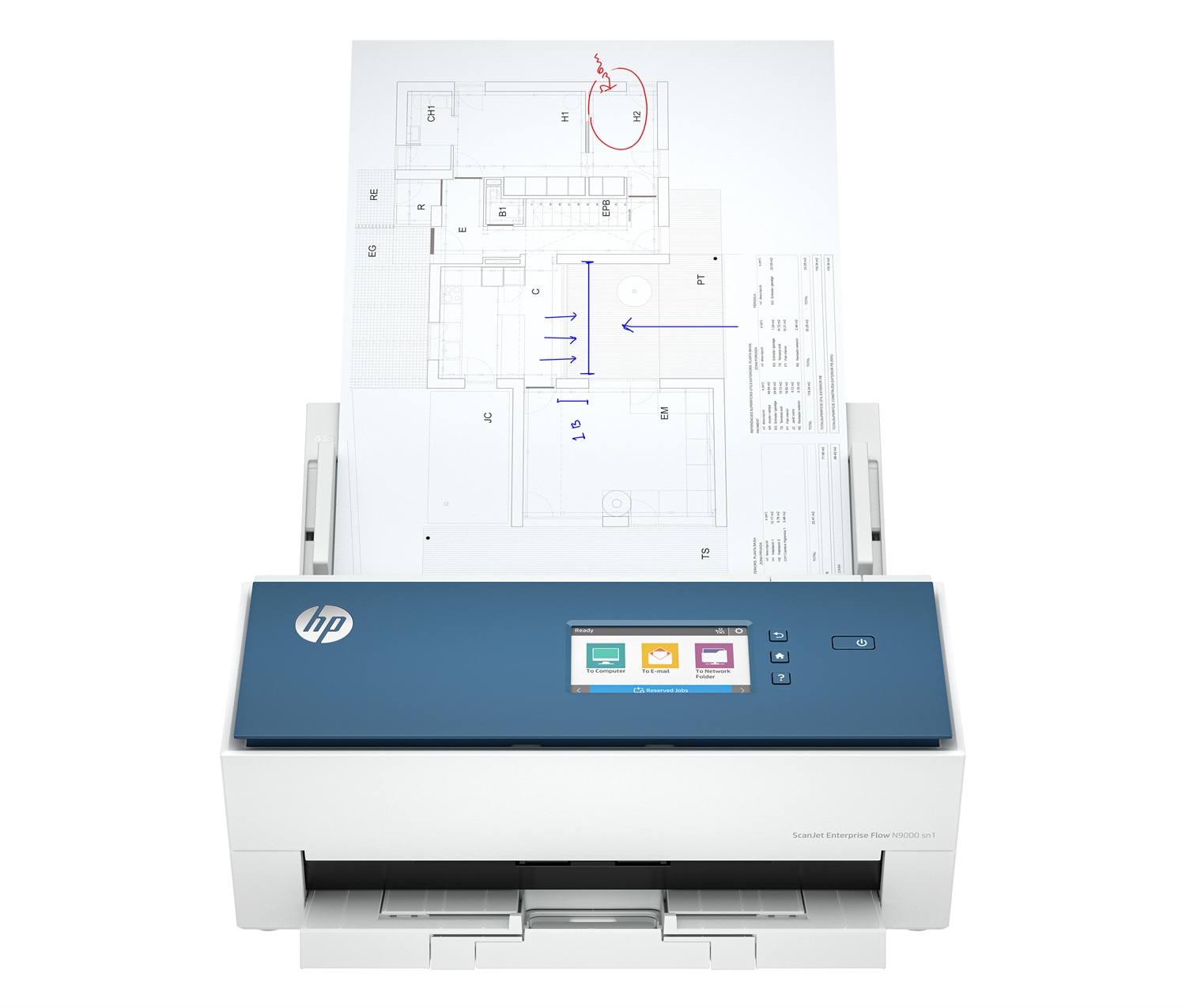 HP ScanJet Enterprise Flow N9000 sn1 Scanner ADF 600 x 600 DPI A3 Blu e Bianco con Fronte Retro e ADF Incluso