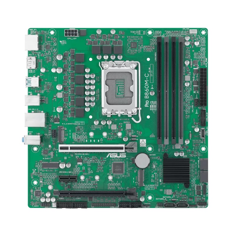 Asus Pro B860M-C-CSM Scheda Madre mATX Intel LGA 1851 DDR5 PCIe 5.0 con 2xM.2, 1xHDMI e 2xDisplayPort