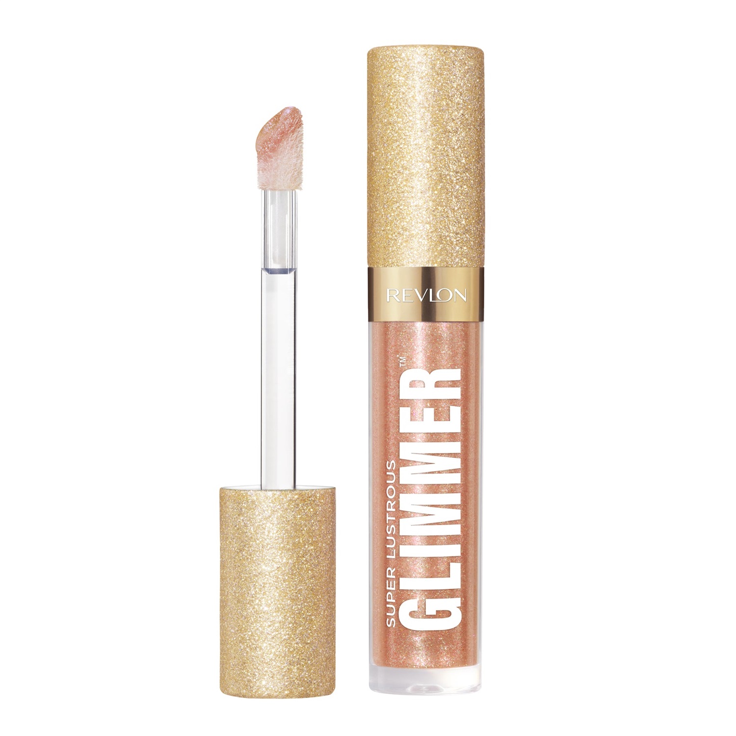 Revlon Super Lustrous Glimmer Gloss 3,8 ml - Lucidalabbra Glitterato Idratante e Rimpolpante, Finish Ultra Lucido, Colore 004 Happy Hour