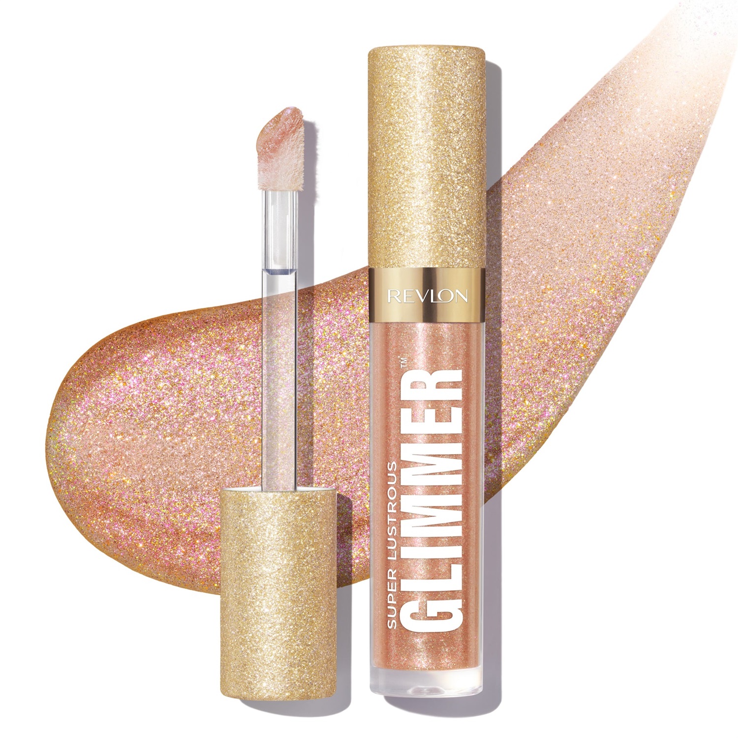 Revlon Super Lustrous Glimmer Gloss 3,8 ml - Lucidalabbra Glitterato Idratante e Rimpolpante, Finish Ultra Lucido, Colore 004 Happy Hour