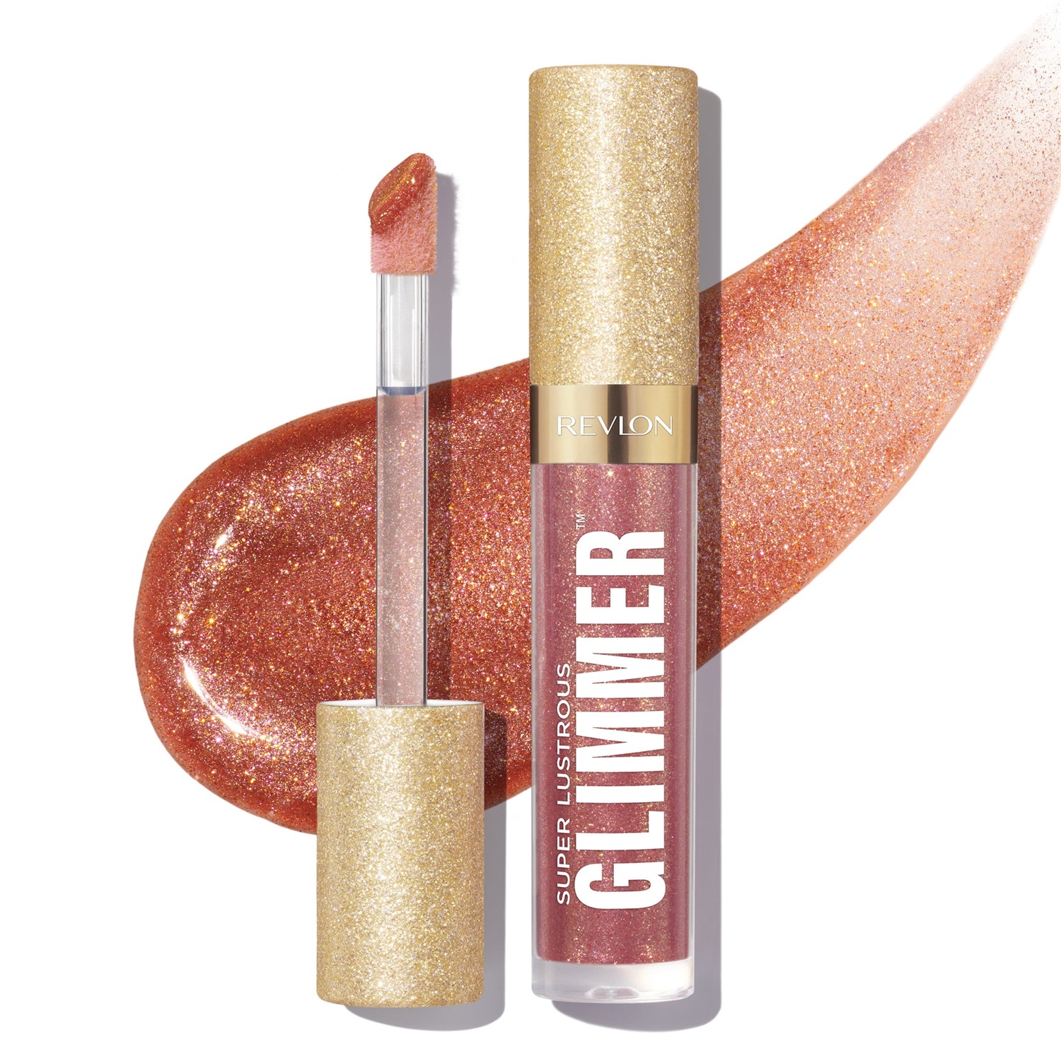 Revlon Super Lustrous Glimmer Gloss lucidalabbra 3,8 ml 005 Glazed Almond - Glitterato Idratante e Rimpolpante con Finish Ultra Lucido