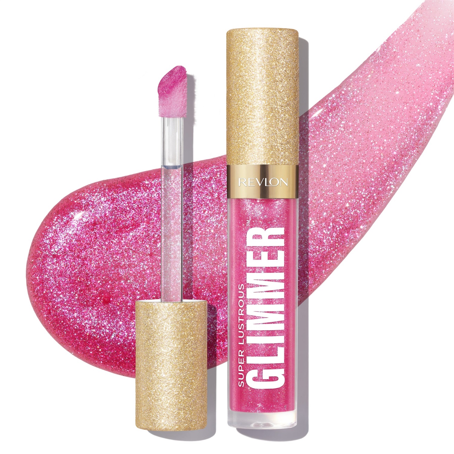 Revlon Super Lustrous Glimmer Gloss 3,8 ml - Lucidalabbra Glitterato Idratante e Rimpolpante, Colore 008 Rose Glow