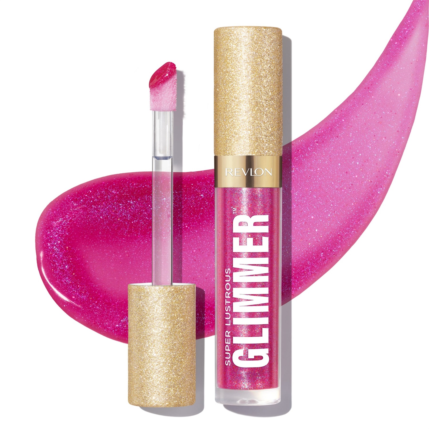 Revlon Super Lustrous Glimmer Gloss 3,8 ml - Lucidalabbra Glitterato Idratante e Rimpolpante, Finish Ultra Lucido, Colore 009 Razz Beamy