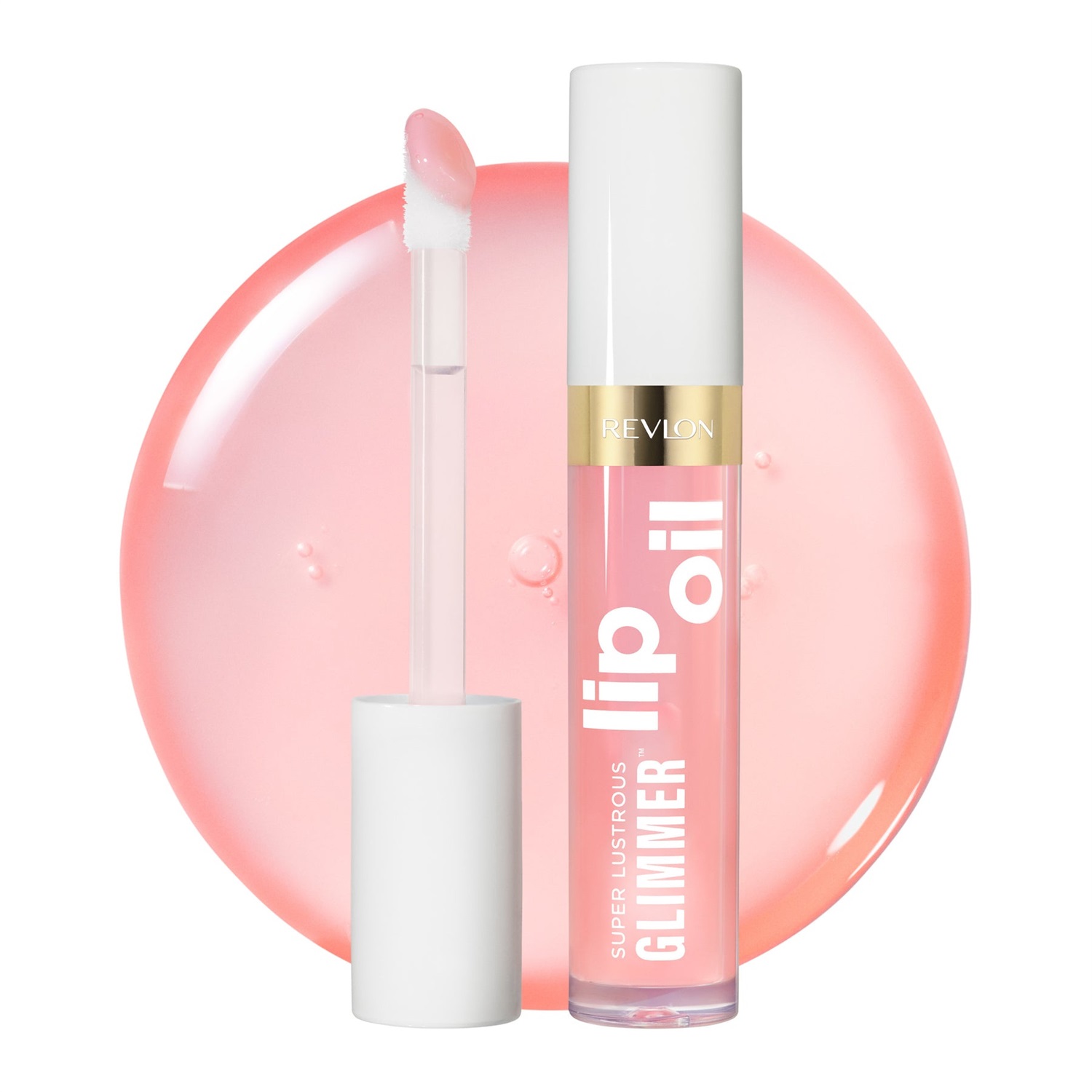 Revlon Super Lustrous Glimmer Lip Oil 001 Candy Hearts 3.8ml - Olio Labbra Nutriente, Rimpolpante e Luminoso, Finish Ultra-Brillante, Formula a Base di Squalano Vegetale