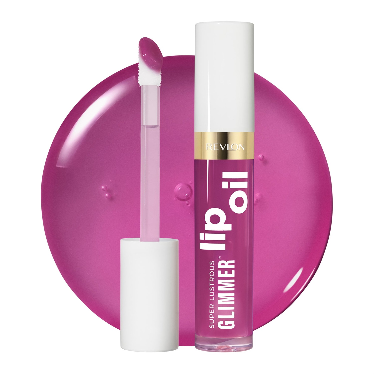Revlon Super Lustrous Glimmer Lip Oil 006 Plum Pop - Olio Labbra Nutriente, Anti-Ossidante, Rimpolpante, Finish Ultra-Brillante, 3.8ml