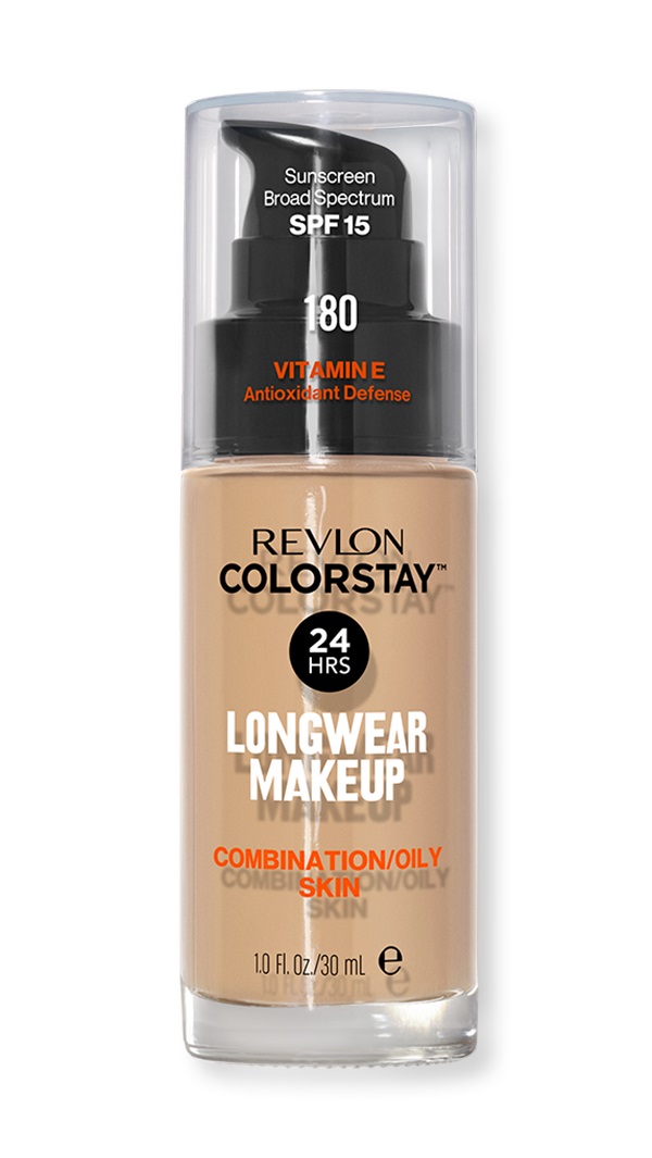 Revlon ColorStay Fondotinta per Pelli Miste e Grasse SPF 15 180 Sand Beige 30 ml - Media a Completa Copertura, Finish Matte