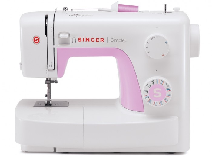 SINGER Simple 3223 Macchina da Cucire Automatica - 23 Punti Utili, Braccio Libero, Occhiellatore Automatico, Rosa e Bianco