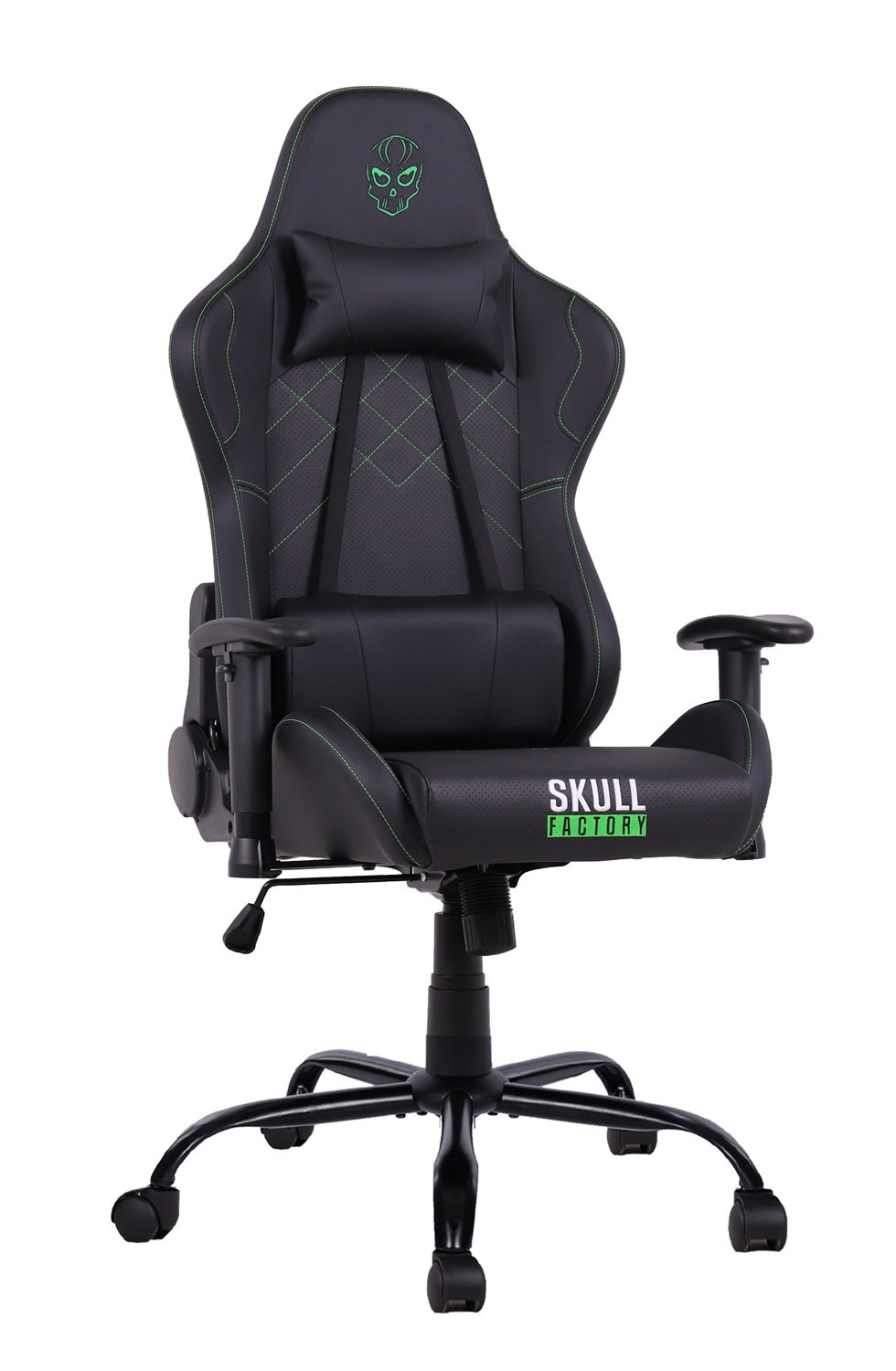 Skull Factory Gaming Chair Advance - Sedia da Gaming in PVC Nero, Design Sportivo, Compatibile con Tutti i Sistemi Operativi
