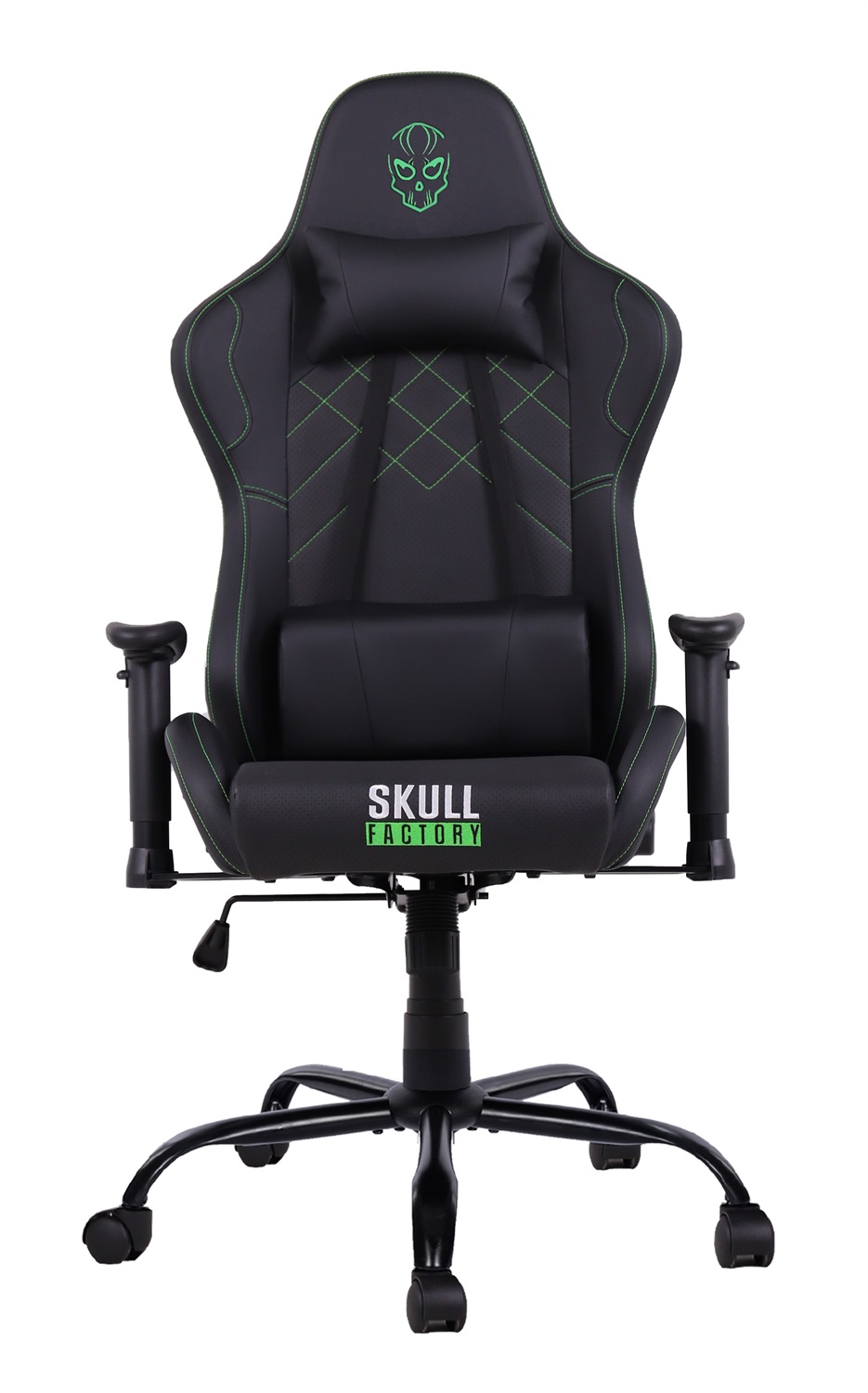 Skull Factory Gaming Chair Advance - Sedia da Gaming in PVC Nero, Design Sportivo, Compatibile con Tutti i Sistemi Operativi