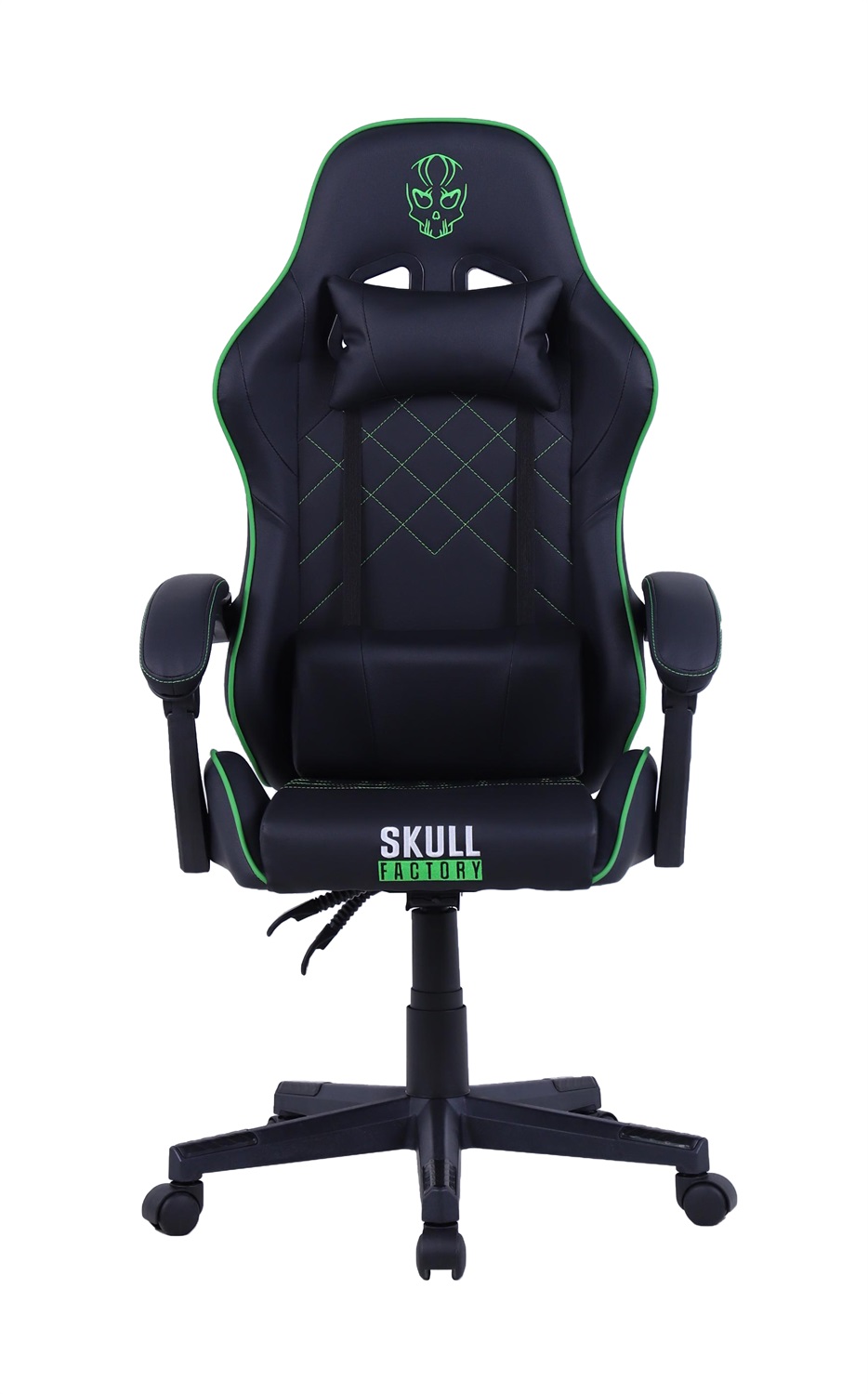 Skull Factory Sedia Gaming SF-ACC0112 Nero/Verde con Supporto Lombare Regolabile