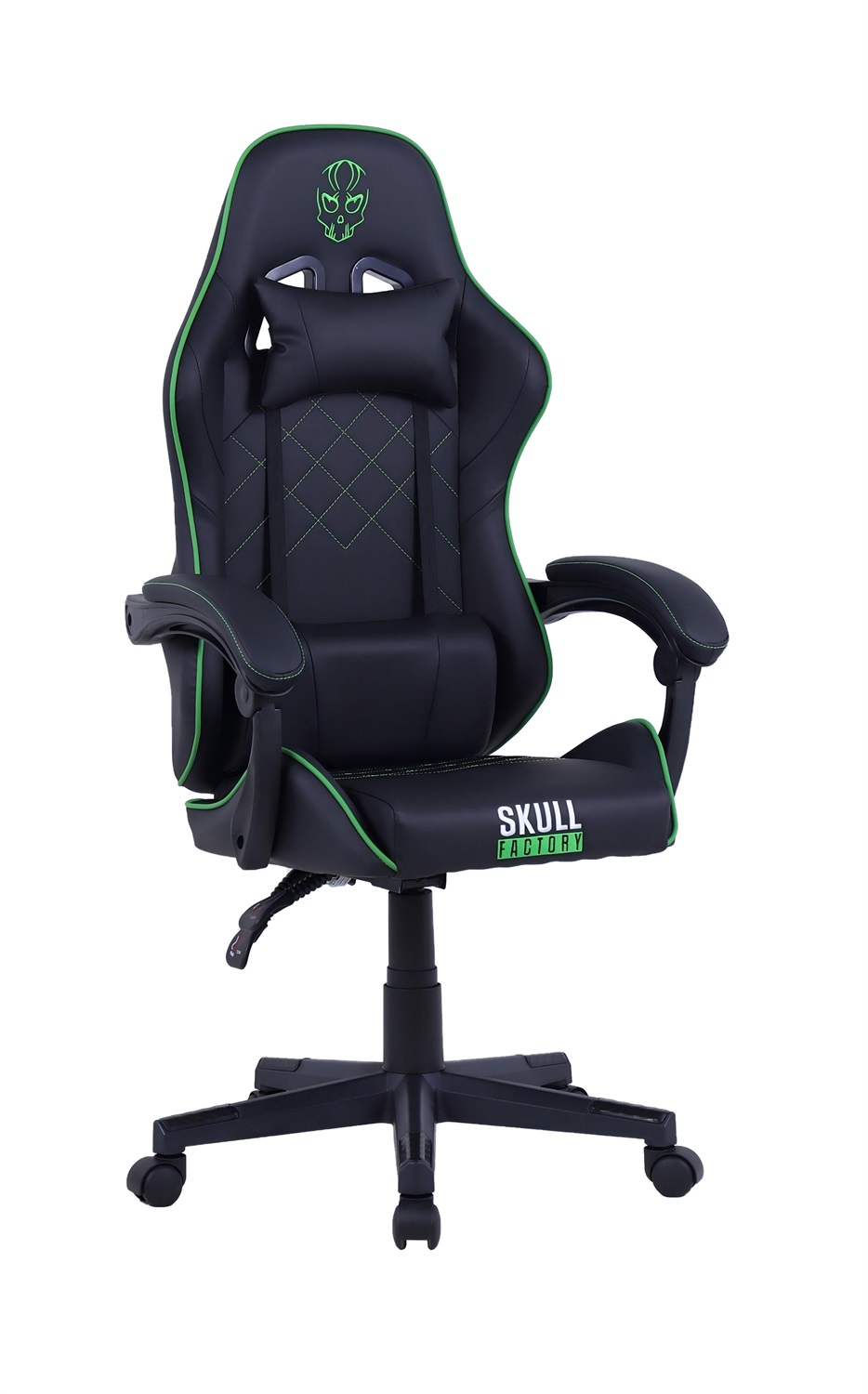Skull Factory Sedia Gaming SF-ACC0112 Nero/Verde con Supporto Lombare Regolabile