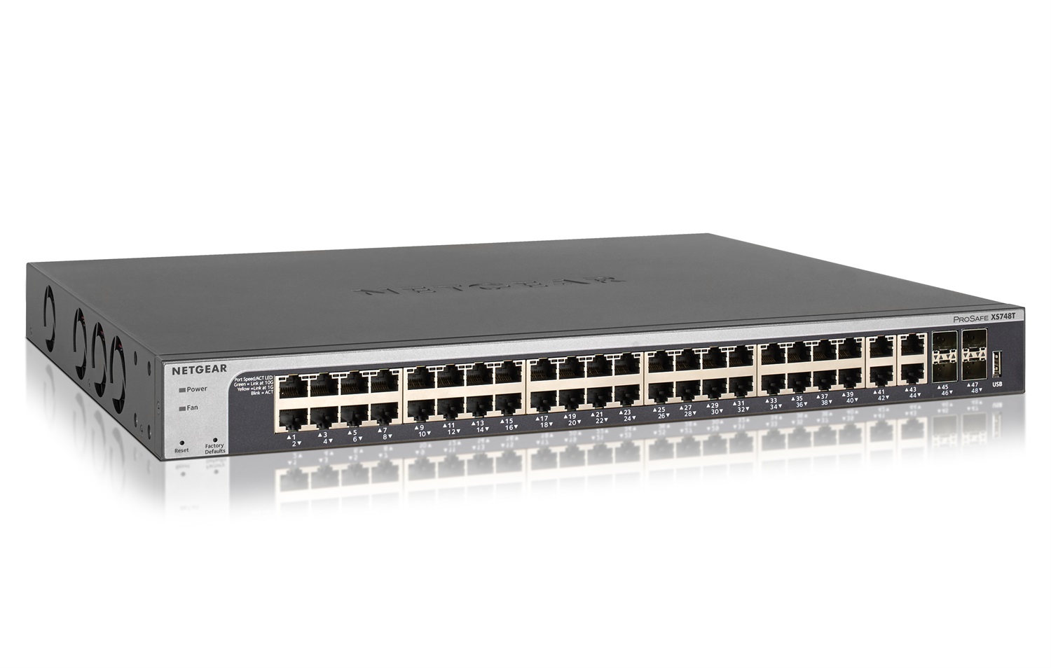 NETGEAR XS748T-100NES Switch di Rete Gestito L2 /L3 10G Ethernet con 48 Porte RJ-45 e 4 Porte SFP , Rackmount/Desktop