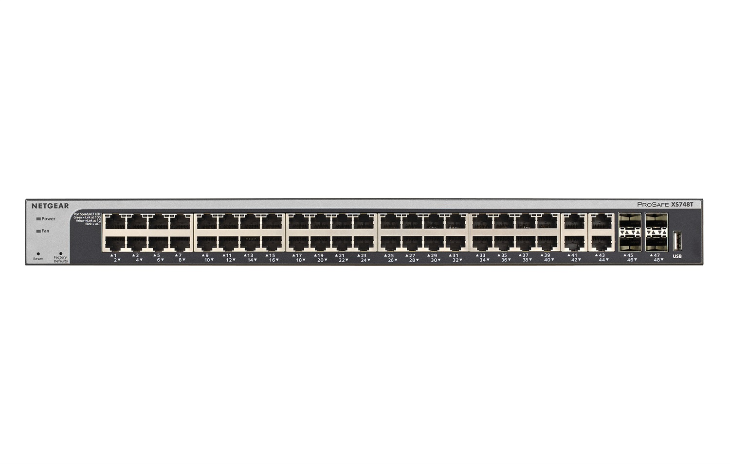 NETGEAR XS748T-100NES Switch di Rete Gestito L2 /L3 10G Ethernet con 48 Porte RJ-45 e 4 Porte SFP , Rackmount/Desktop