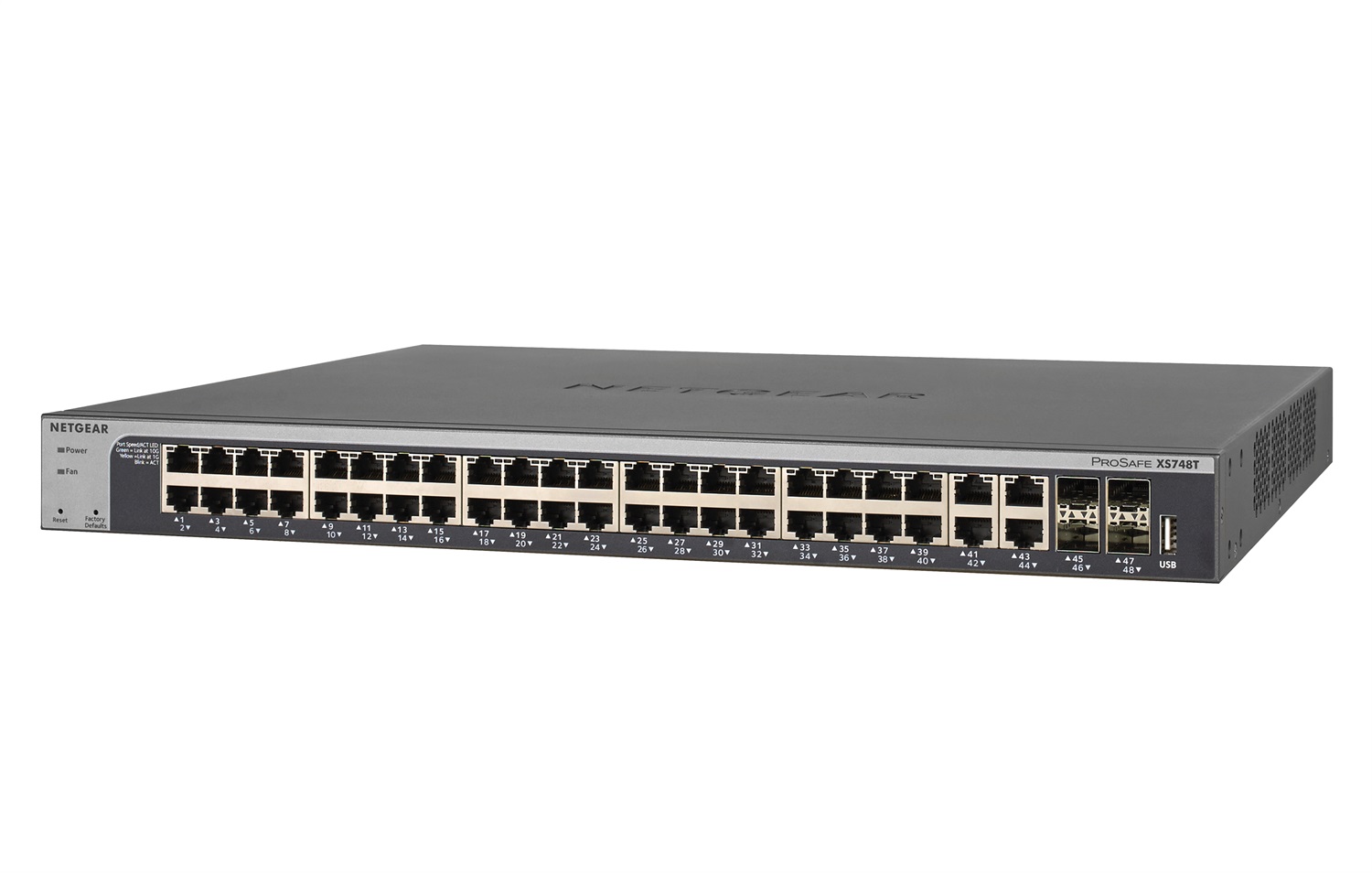 NETGEAR XS748T-100NES Switch di Rete Gestito L2 /L3 10G Ethernet con 48 Porte RJ-45 e 4 Porte SFP , Rackmount/Desktop