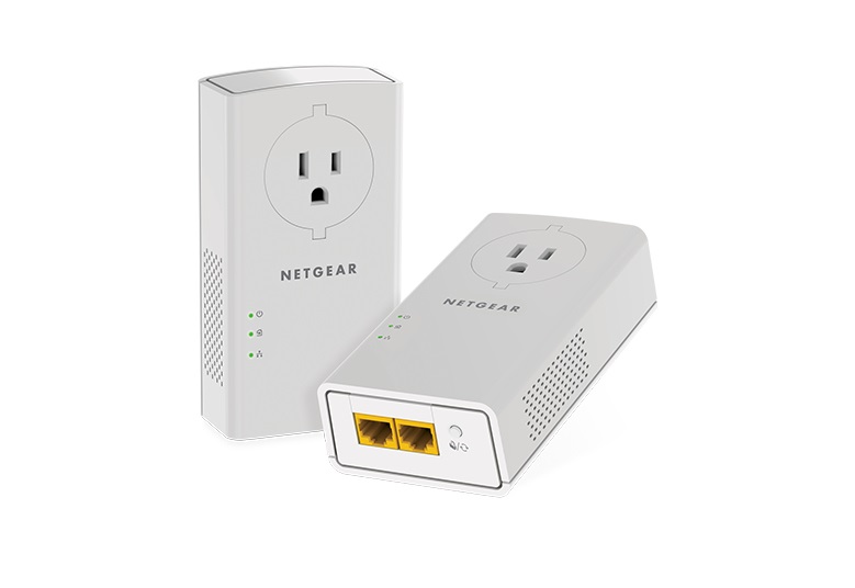 Netgear PLP2000-100FRS Adattatore Powerline Pack di 2 - 2000 Mbit/s, Gigabit Ethernet, Presa Femmina Integrata, Ideale per Streaming e Gaming