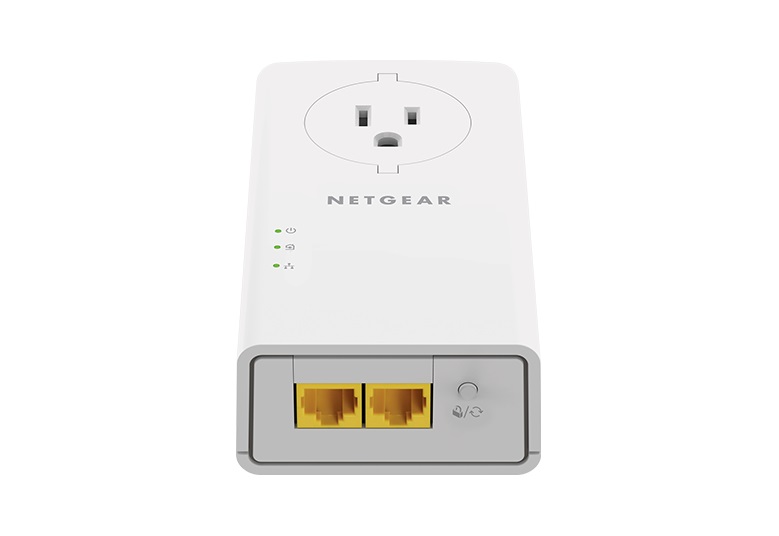 Netgear PLP2000-100FRS Adattatore Powerline Pack di 2 - 2000 Mbit/s, Gigabit Ethernet, Presa Femmina Integrata, Ideale per Streaming e Gaming