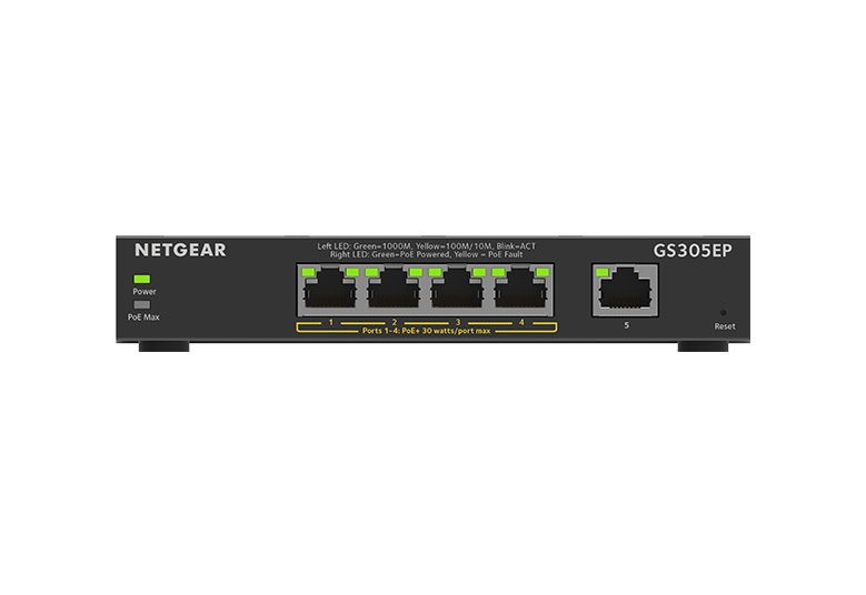 NETGEAR GS305EP Switch Gestito L3 Gigabit Ethernet 5 Porte con Supporto Power over Ethernet (PoE) - Nero