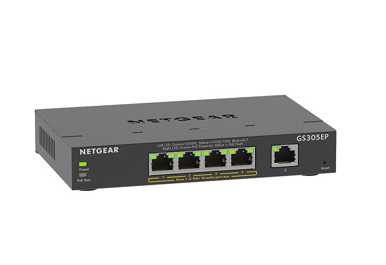 NETGEAR GS305EP Switch Gestito L3 Gigabit Ethernet 5 Porte con Supporto Power over Ethernet (PoE) - Nero